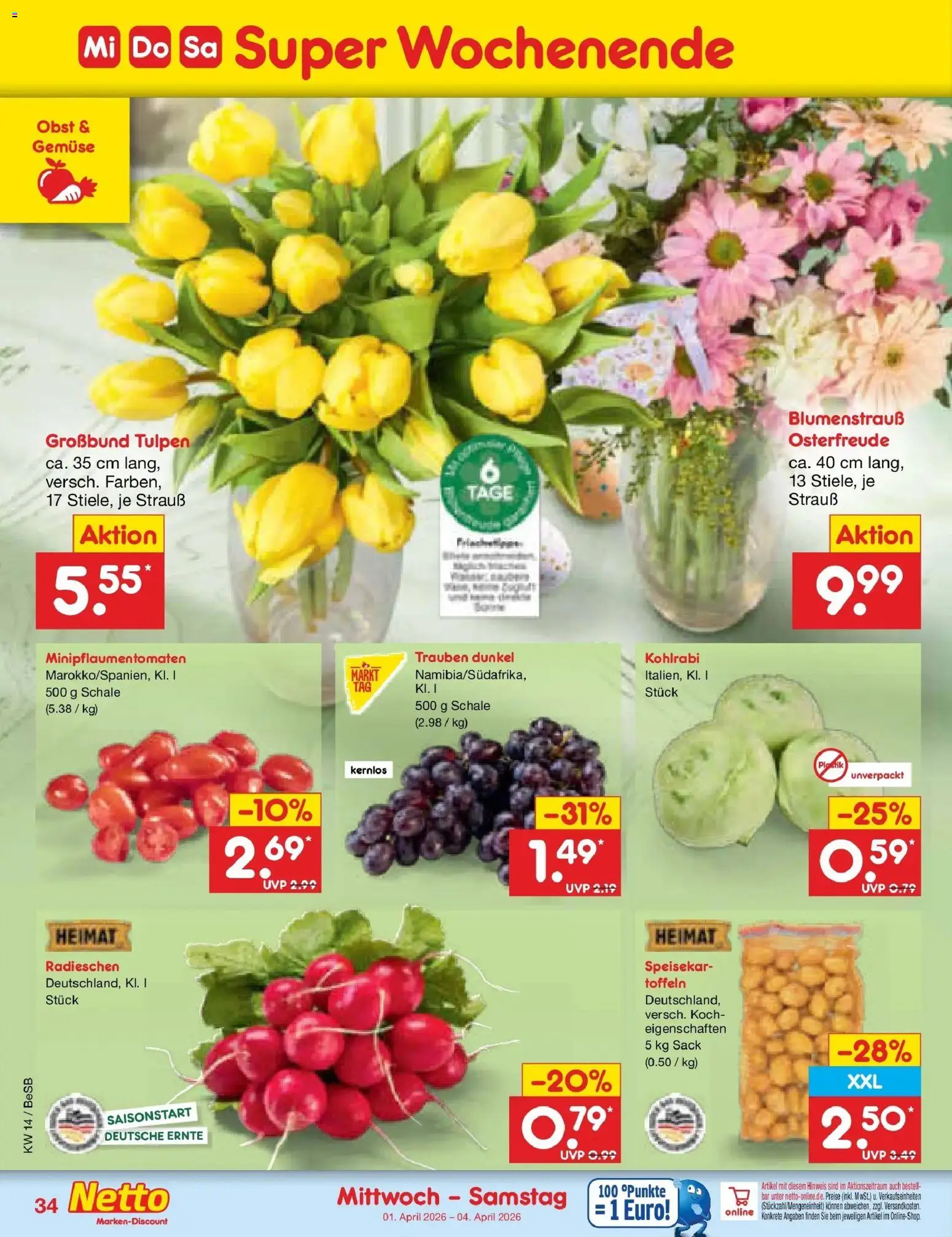 Netto Marken-Discount Prospekt Kremmen	 – gültig ab 30.03.2026 | Seite: 48 | Produkte: Trauben, Kohlrabi, Gemüse, Obst