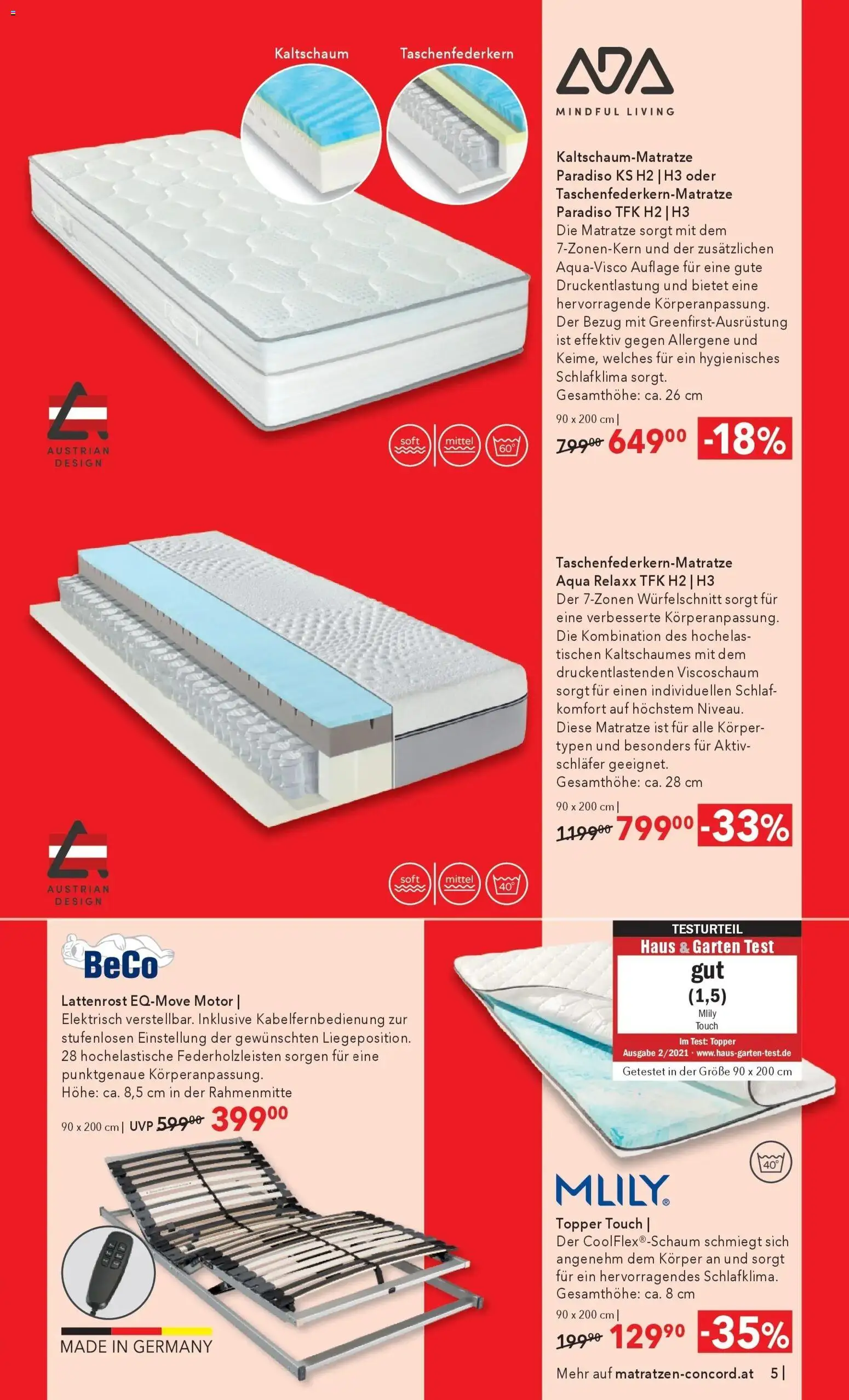 Matratzen Concord Wien gültig ab 27.01.2026 | Seite: 5 | Produkte: Matratze, Lattenrost