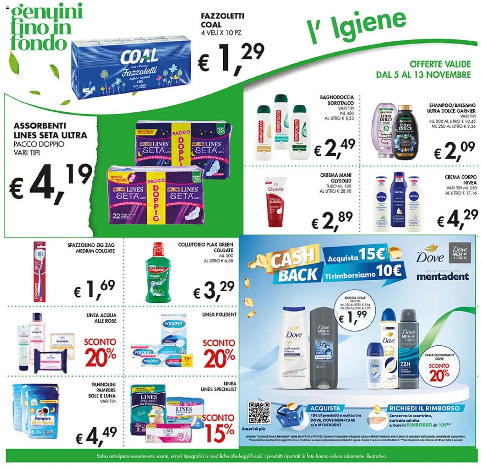 Volantino Coal del 05.11.2025 | Pagina: 23 | Prodotti: Pannolini, Collutorio, Fazzoletti, Doccia
