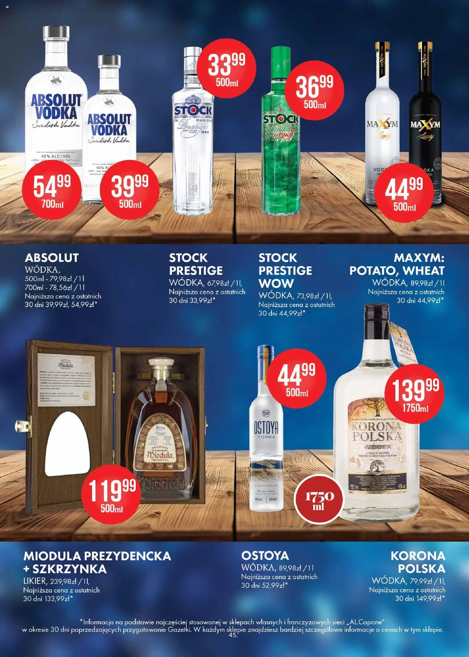 Al.Capone Gazetka od 13.11.2025 | Strona: 45 | Produkty: Vodka, Wódka