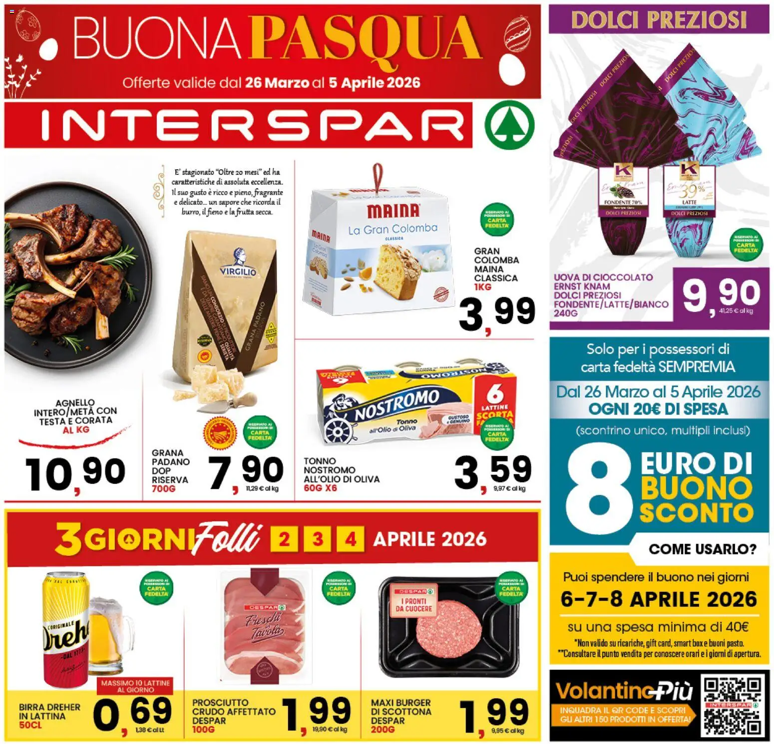 Volantino Interspar del 25.03.2026 | Pagina: 1 | Prodotti: Uova, Cioccolato, Olio, Prosciutto