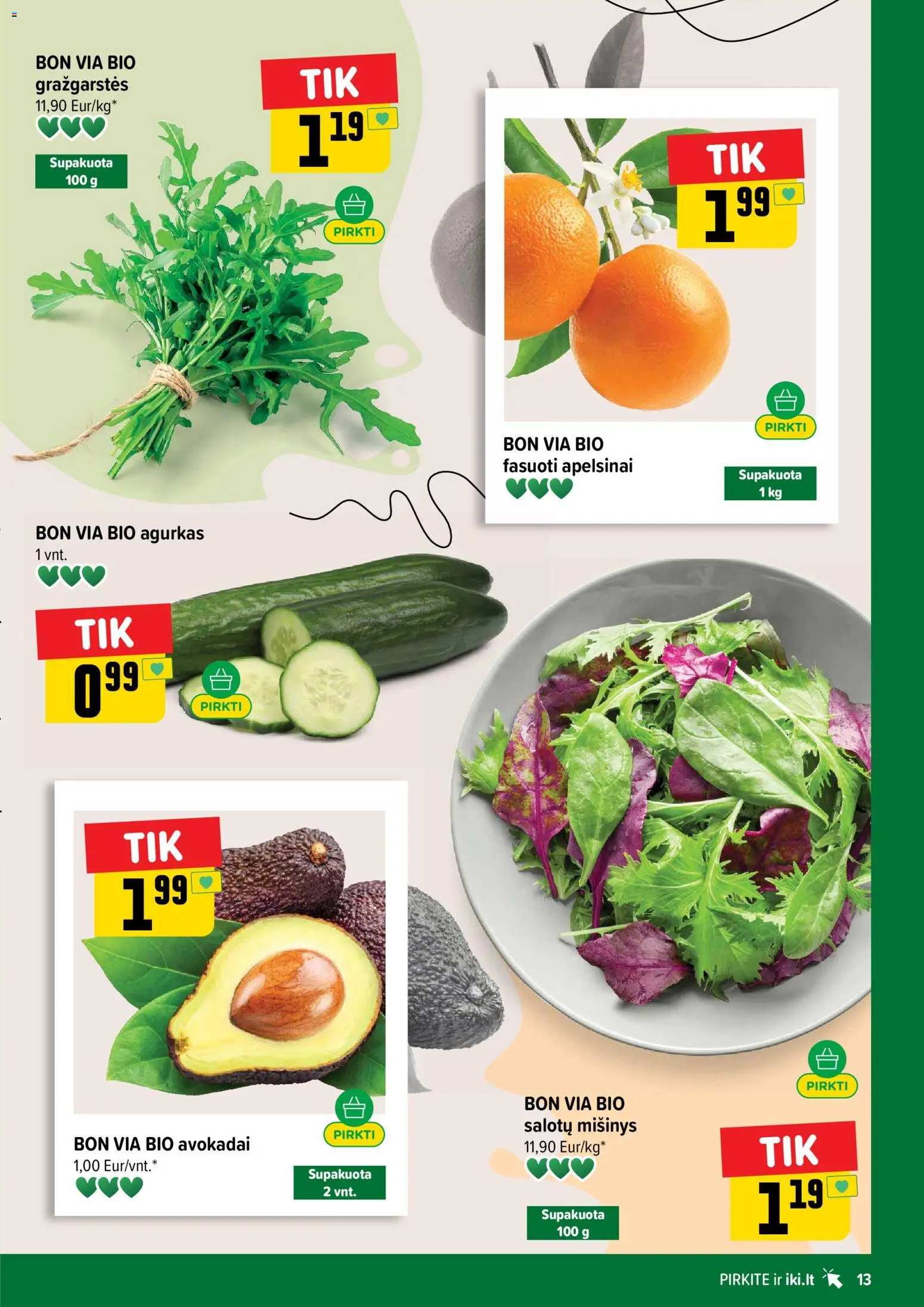 IKI akcijos nuo 20.04.2026 | Puslapis: 13 | Prekių: Agurkas, Avokadai, Apelsinai