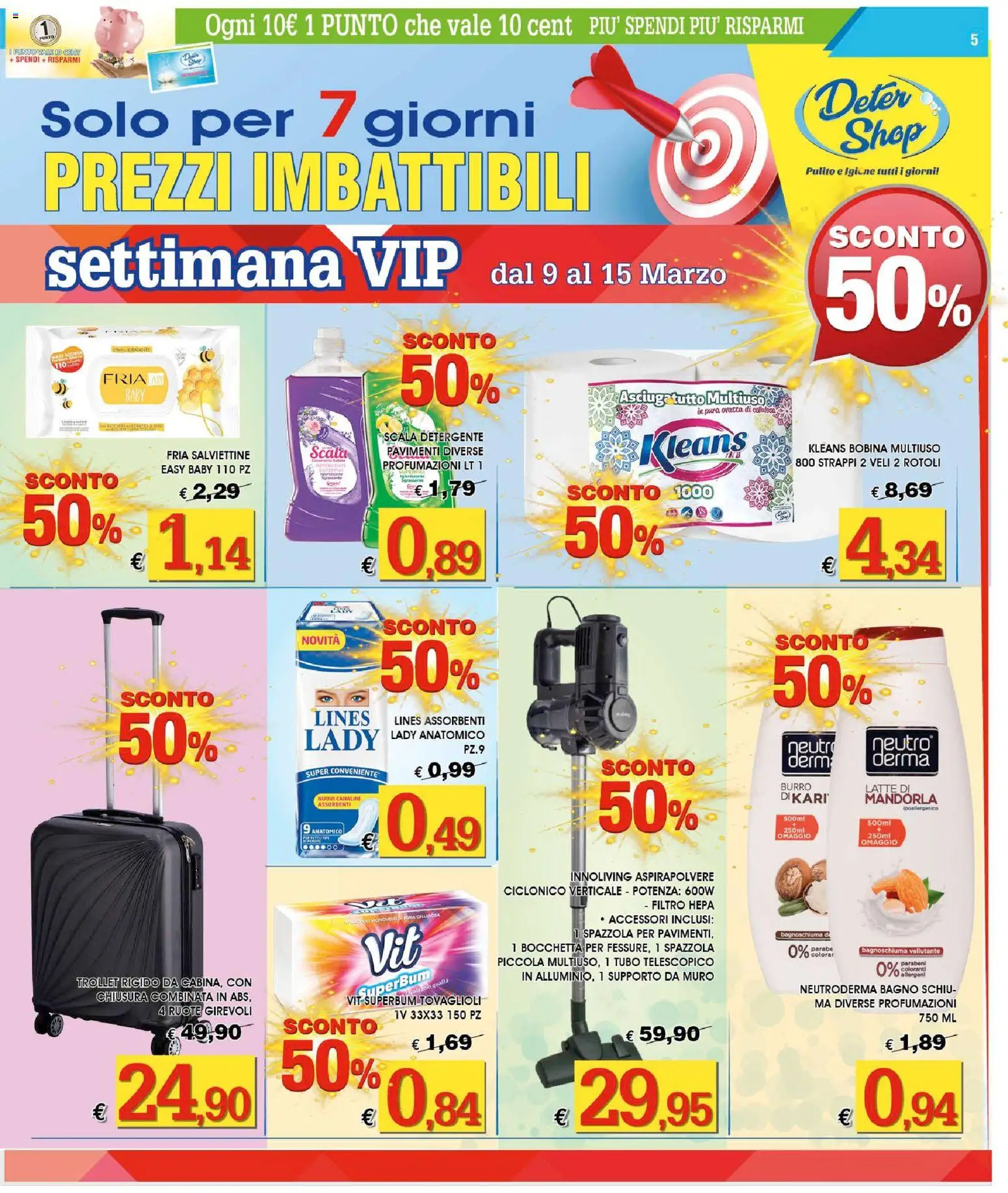 Volantino Deter Shop del 01.03.2026 | Pagina: 5 | Prodotti: Bagnoschiuma, Tubo, Asciugatutto, Bagno
