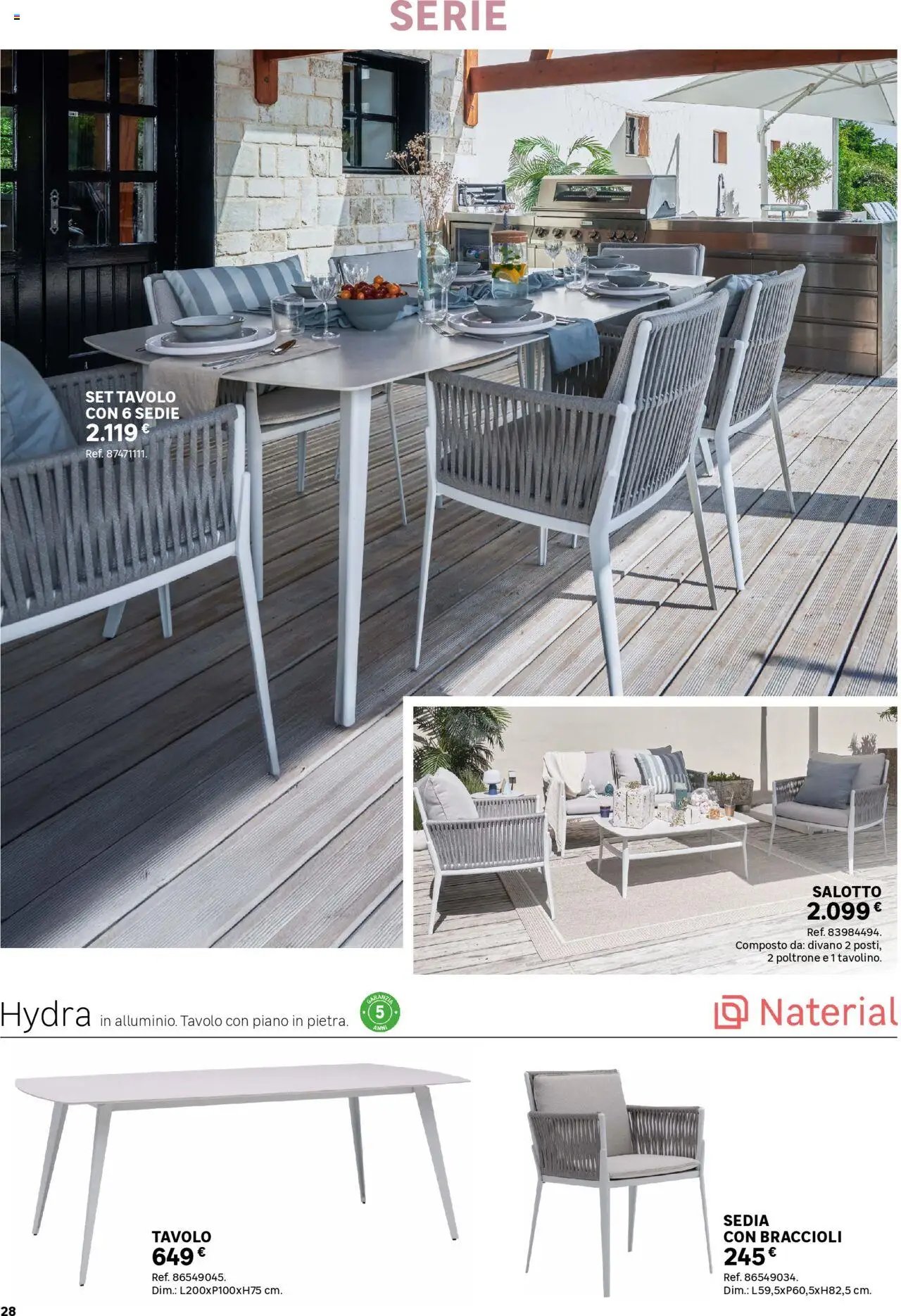 Volantino Leroy Merlin del 02.06.2025 | Pagina: 28 | Prodotti: Braccioli, Divano, Tavolo, Sedia