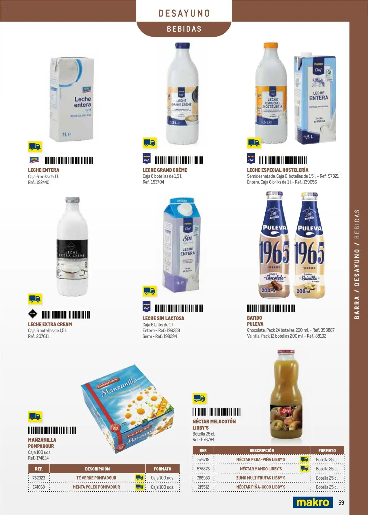 Makro -  Menú y Barra Canarias │ válido desde el 08.09.2025 | Página: 59 | Productos: Leche sin lactosa, Leche entera, Ρούτερ, Caja