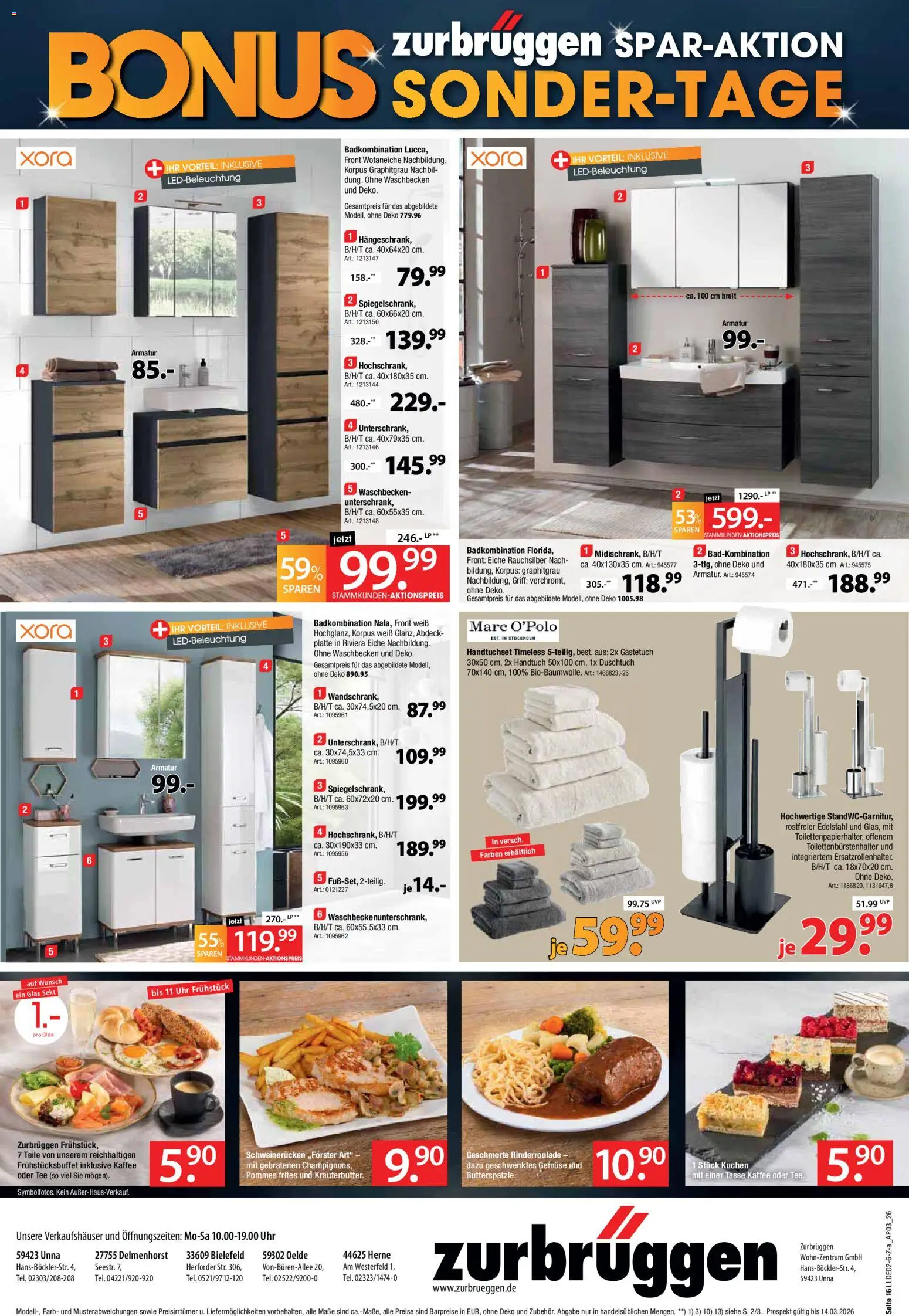 Zurbrüggen Bonus Sonder-Tage – gültig ab 02.03.2026 | Seite: 20 | Produkte: Pommes frites, Schweinerucken, Tee, Uhr