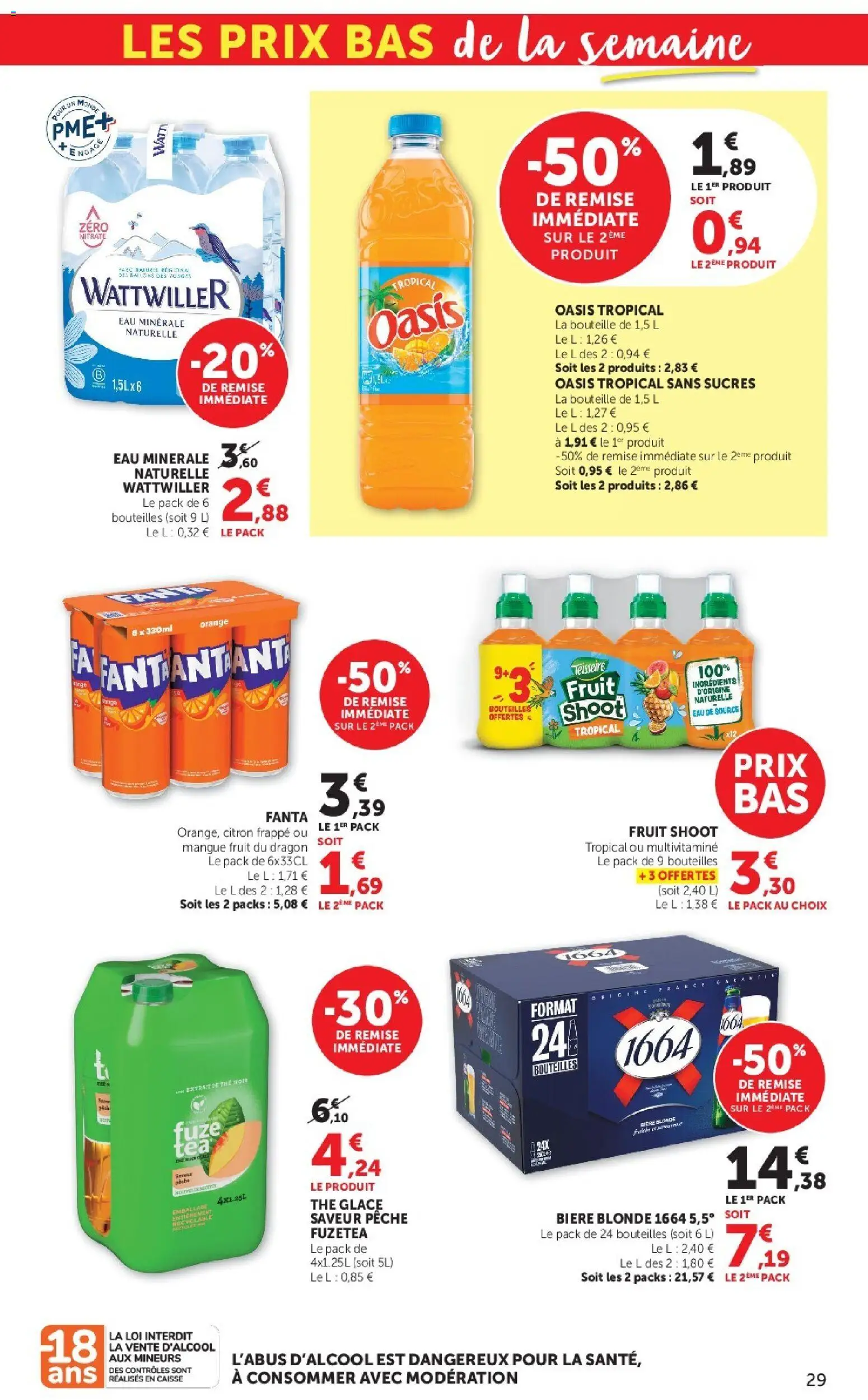 {H1} | Page: 29 | Produits: Eau minérale, Citron, Pêche, Bière blonde