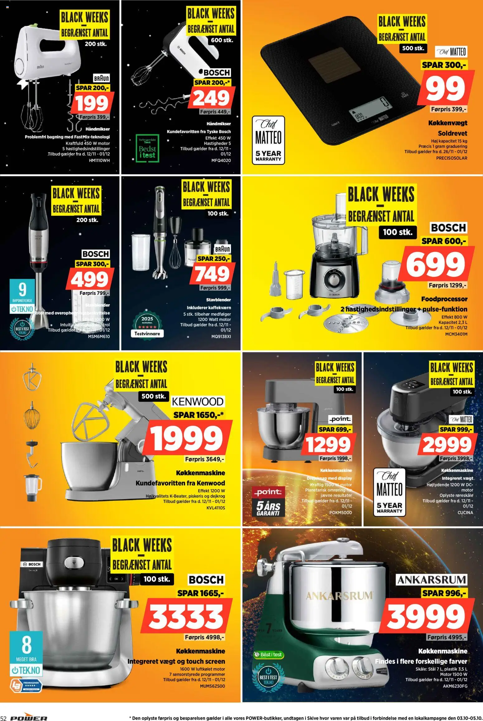 Power tilbudsavis – gyldig fra 28.11.2025 | Side: 52 | Produkter: Foodprocessor, Køkkenvægt, Piskeris