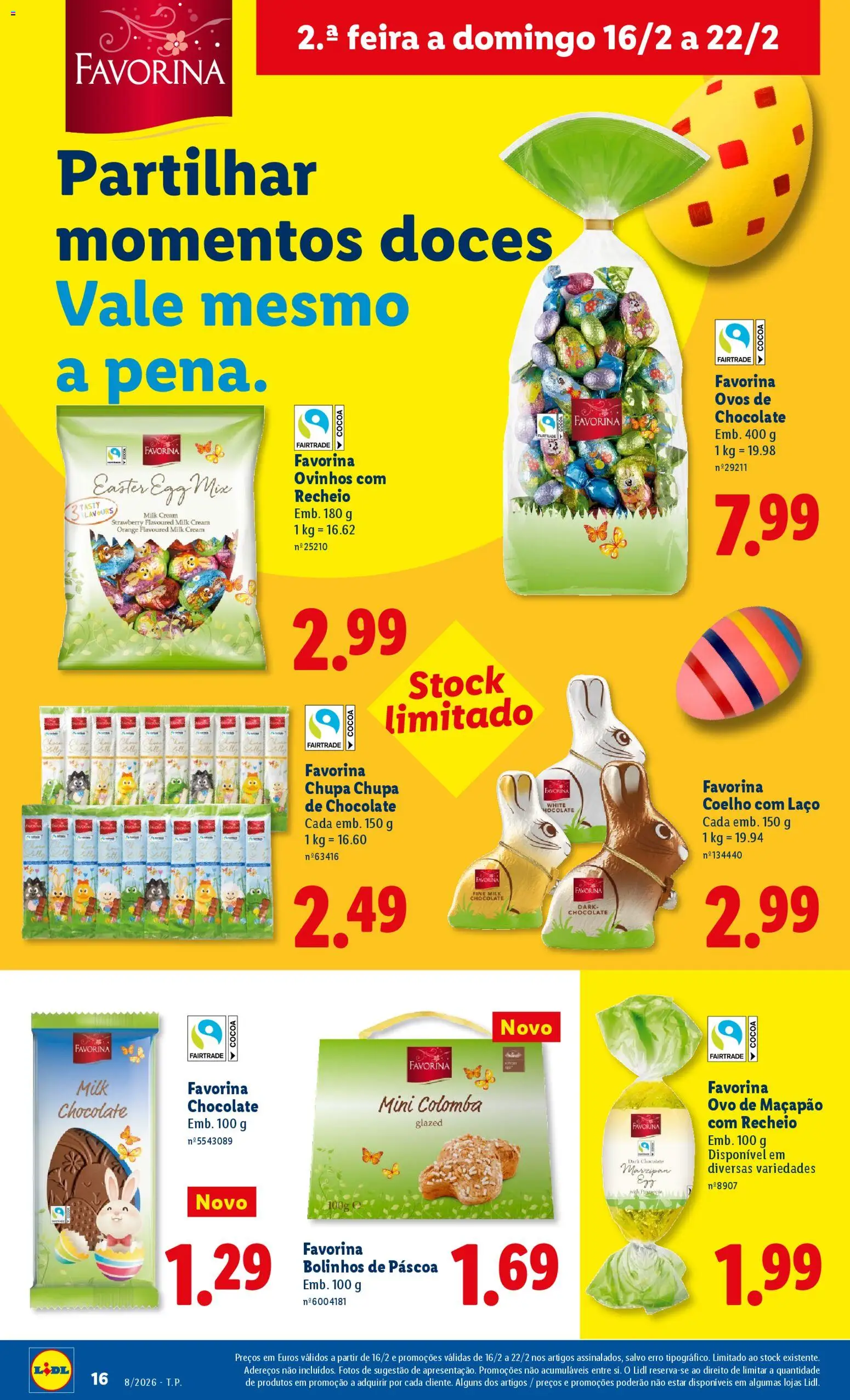 Lidl folheto │ válido de 16.02.2026 | Página: 16 | Produtos: Ovos, Chocolate, Doces, Coelho