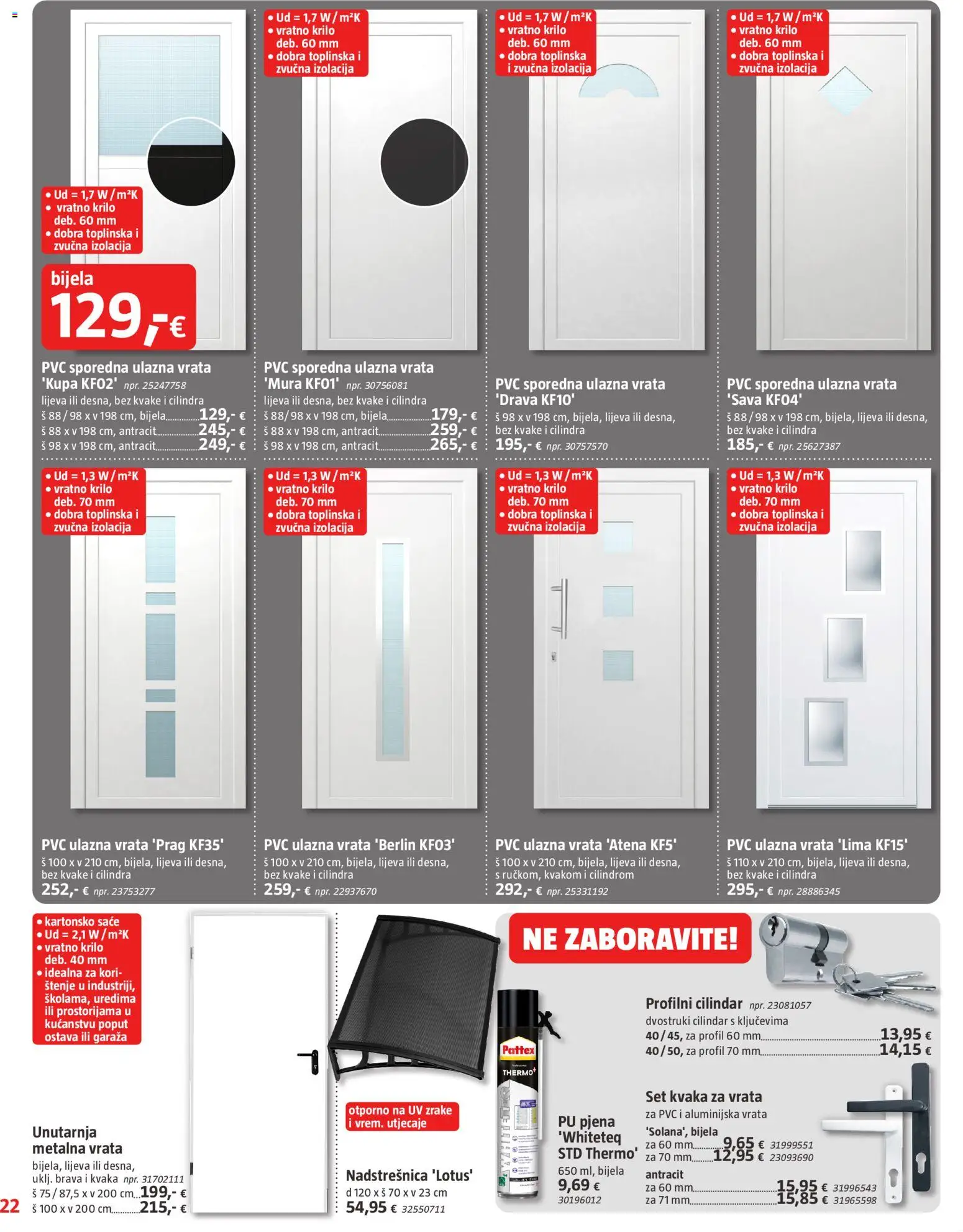 Bauhaus katalog | vrijedi od 29.01.2026 | Stranica: 22 | Proizvodi: Vrata, Kvaka