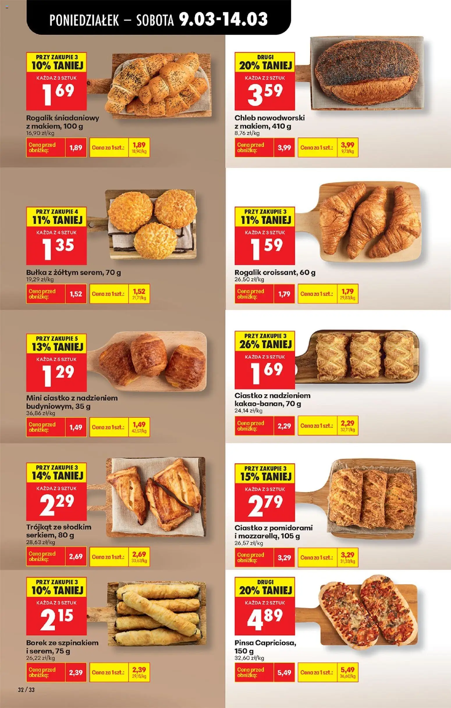 Biedronka gazetka od poniedziałku od 09.03.2026 | Strona: 38 | Produkty: Bułka, Chleb, Pinsa