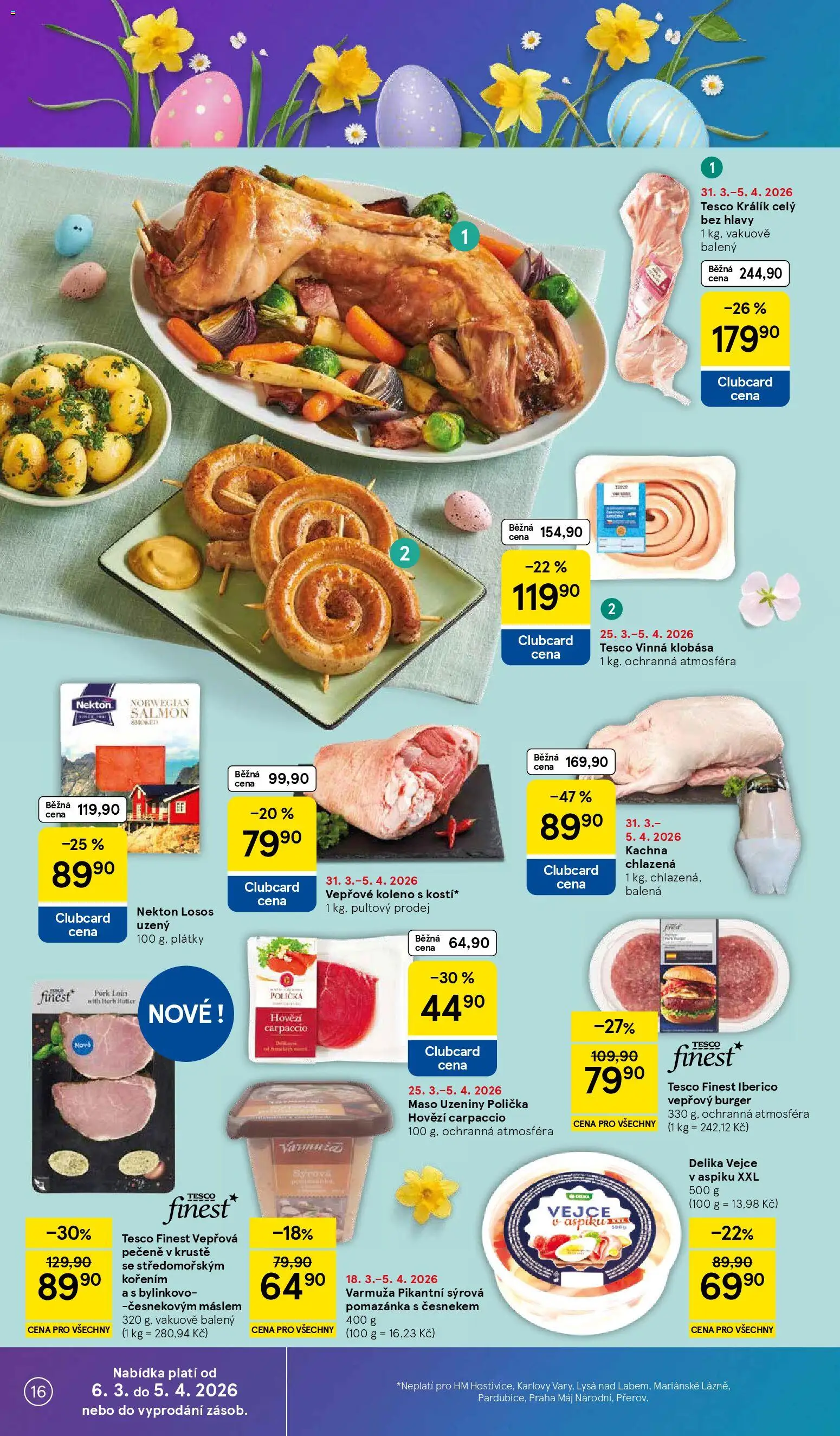Tesco leták - Hypermarket od 31.03.2026 | Strana: 16 | Produkty: Polička, Vejce, Losos, Hovězí carpaccio