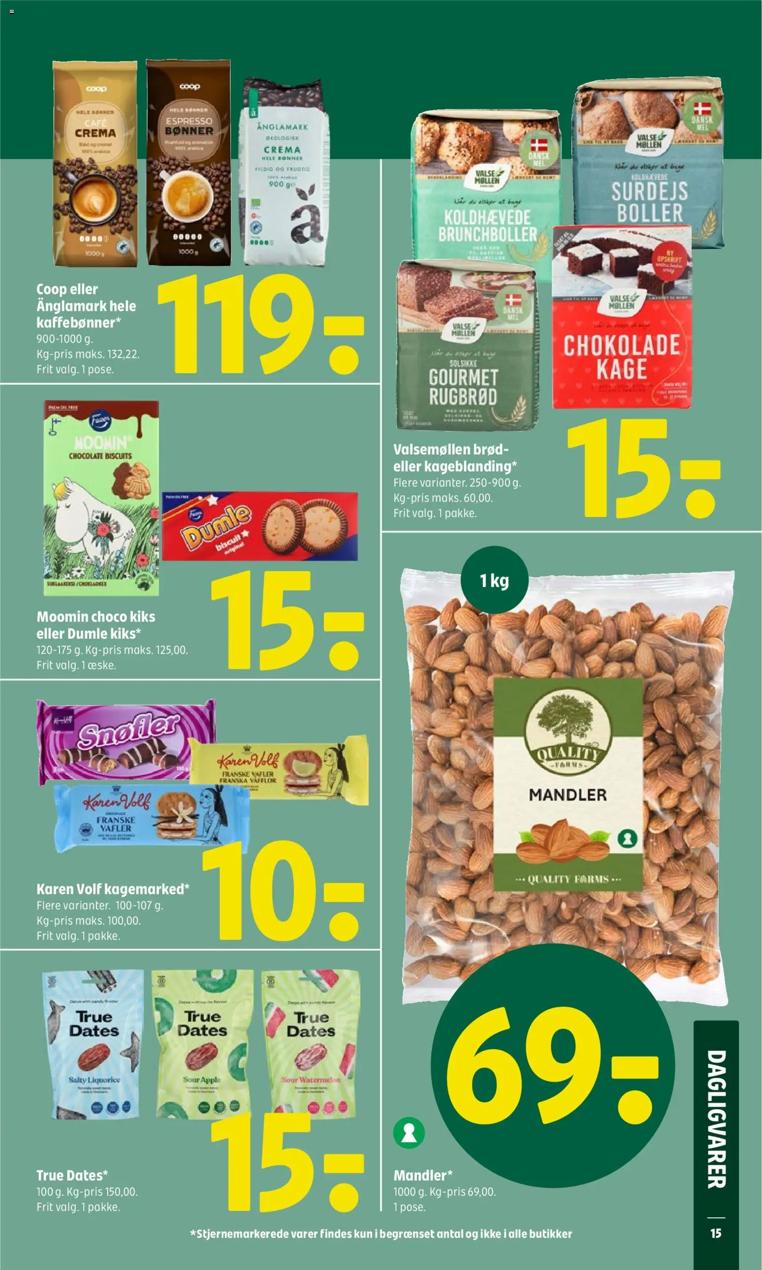 Coop 365 tilbudsavis – gyldig fra 16.04.2026 | Side: 15 | Produkter: Brød, Mandler, Bønner, Rugbrød