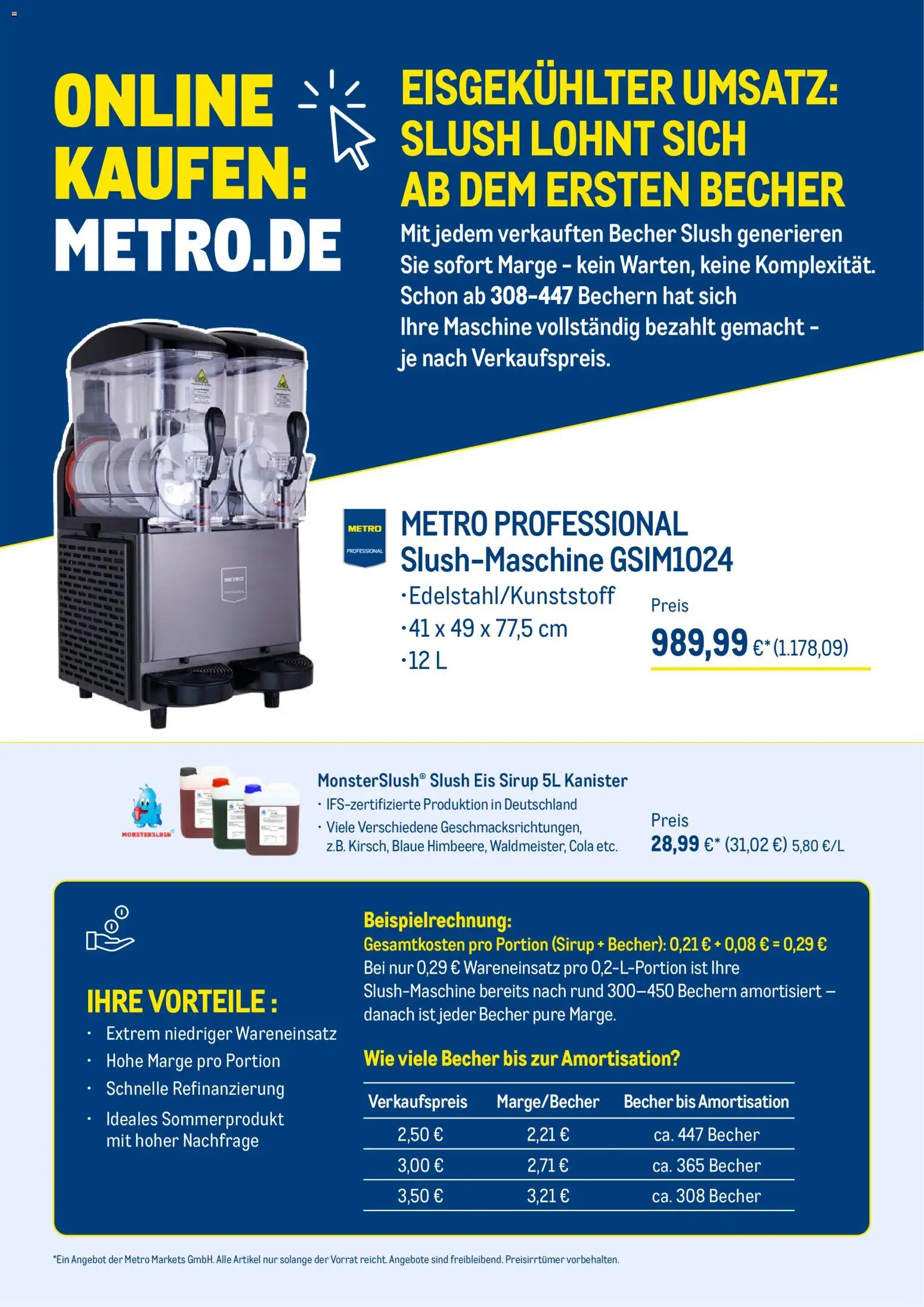 Metro Online: Slush - Eisgekühlter Umsatz – gültig ab 07.04.2026 | Seite: 1 | Produkte: Cola, Sirup, Eis