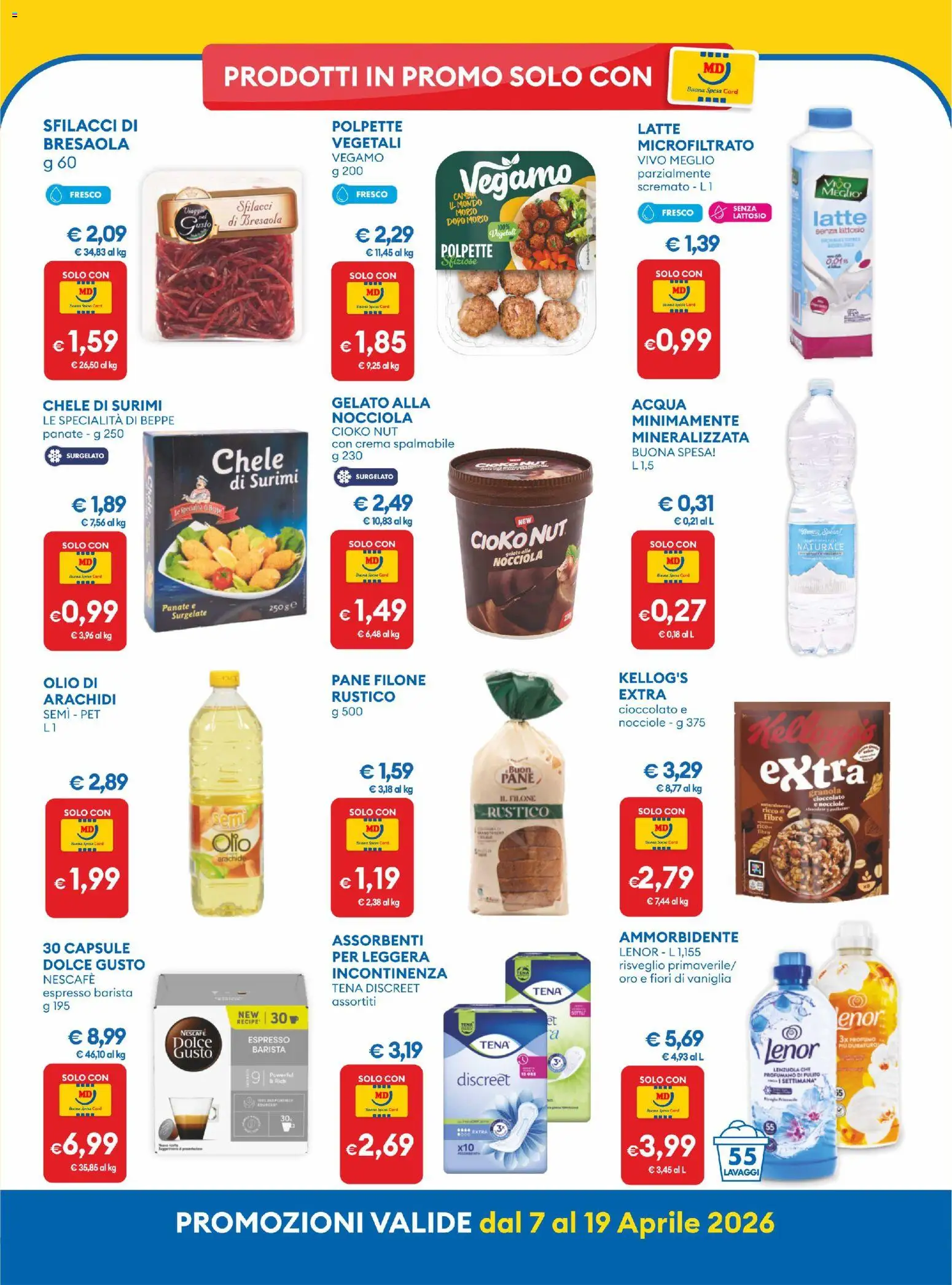 Volantino MD Discount del 07.04.2026 | Pagina: 10 | Prodotti: Pane, Ammorbidente, Bresaola, Polpette