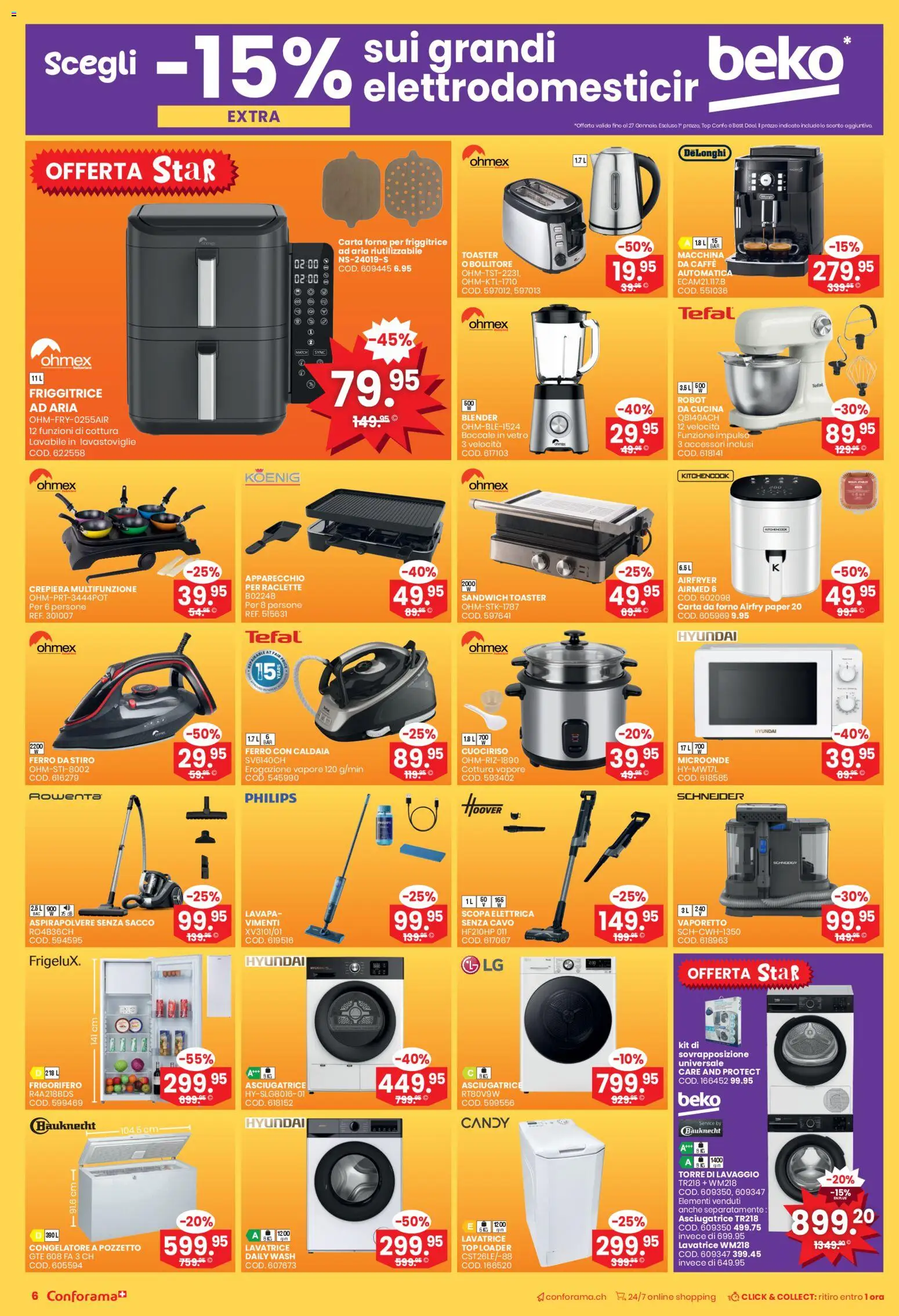 Conforama Aktionen IT – gültig ab 21.01.2026 | Seite: 6 | Produkte: Toaster, Raclette, Top, Philips