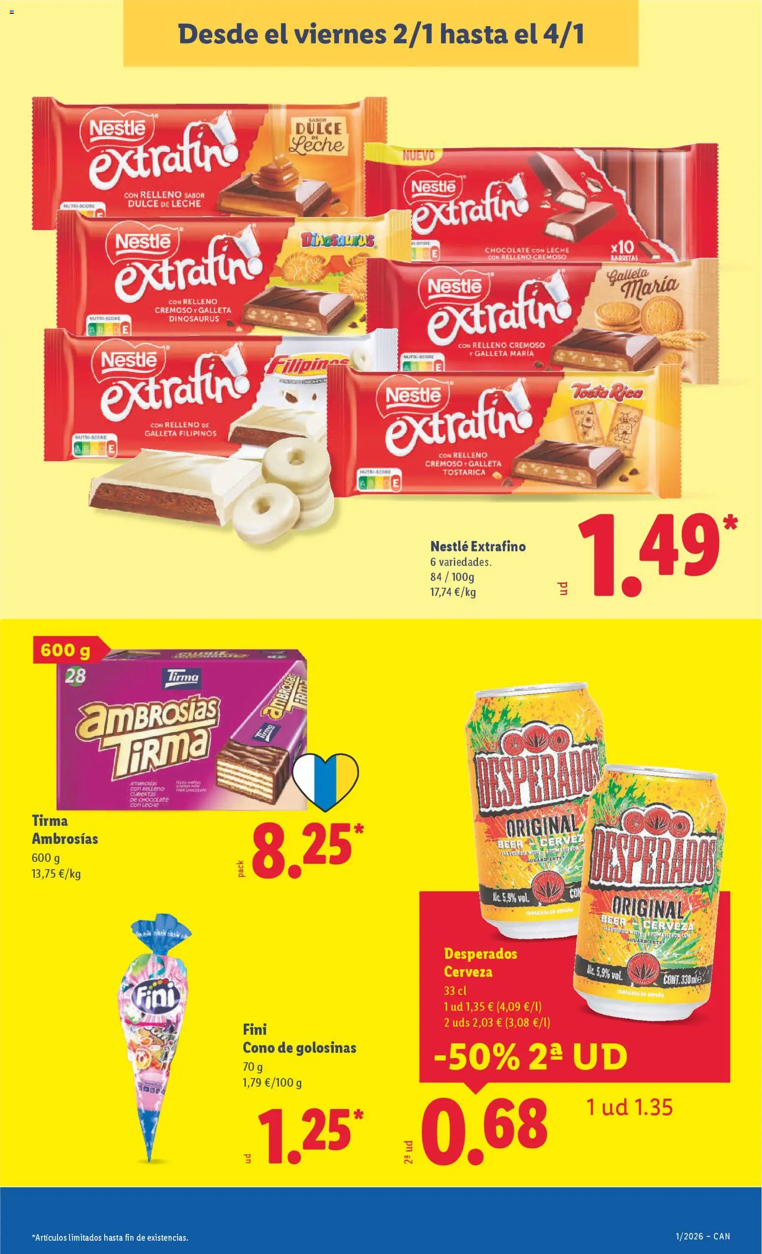 Lidl - Canarias │ válido desde el 29.12.2025 | Página: 33 | Productos: Leche, Golosinas, Chocolate con leche, Παρμεζάνα