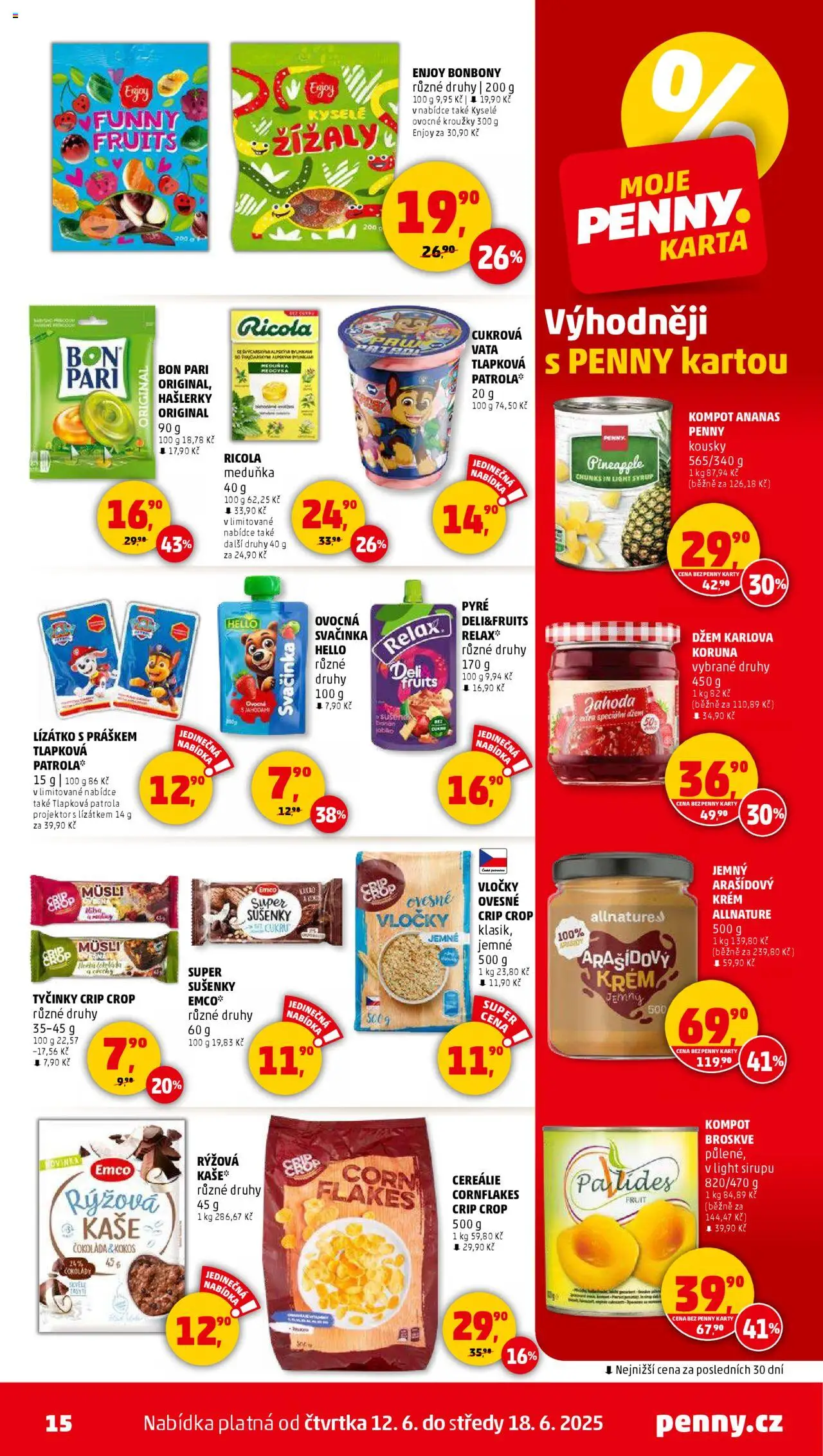 Penny Market leták - Čtvrtečník od 12.06.2025 | Strana: 15 | Produkty: Bonbóny, Cereálie, Tyčinky, Sušenky
