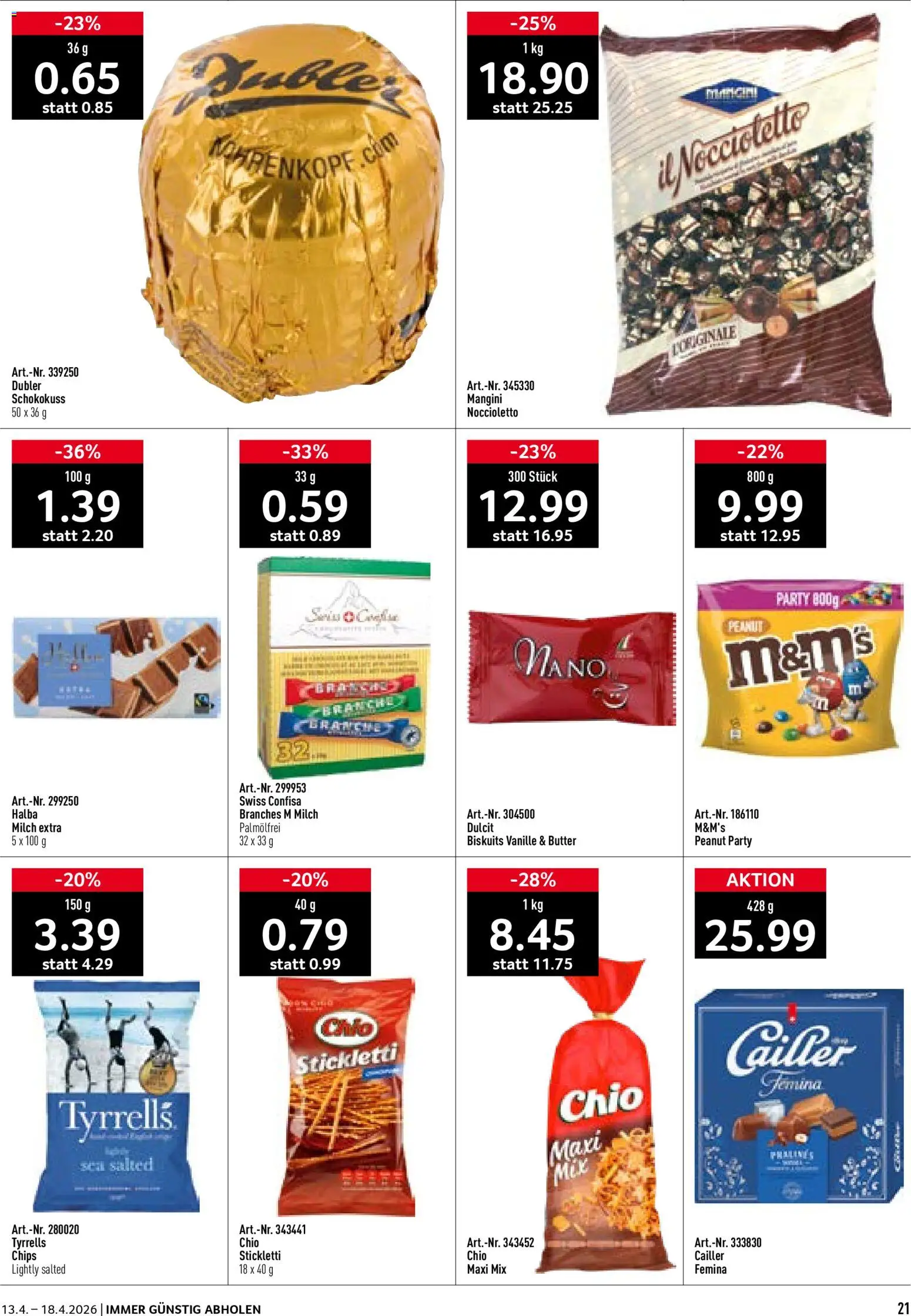 Prodega aktionen – gültig ab 13.04.2026 | Seite: 21 | Produkte: Milch, Butter, Chips