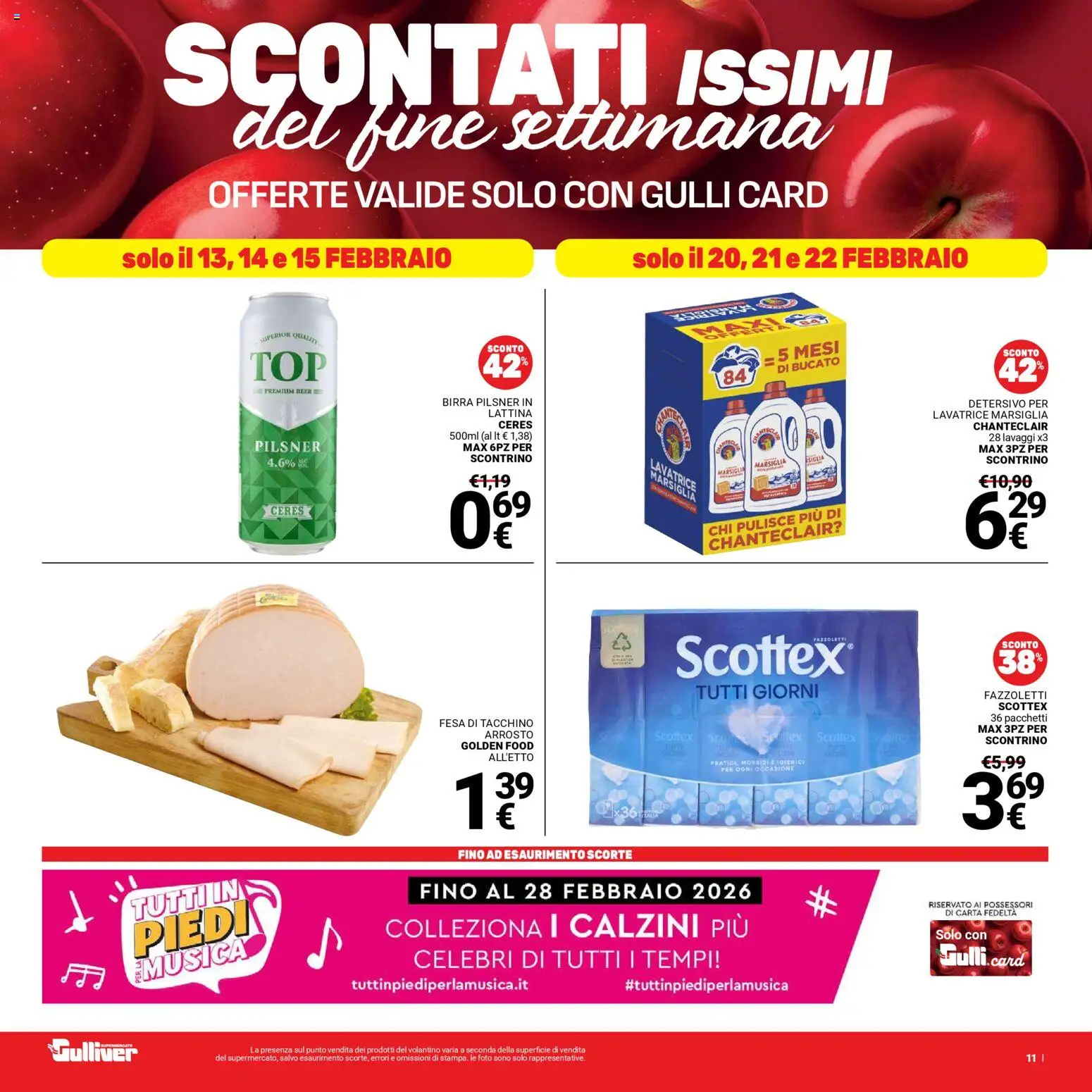 Volantino Gulliver del 13.02.2026 | Pagina: 11 | Prodotti: Arrosto, Fazzoletti, Calzini, Ceres