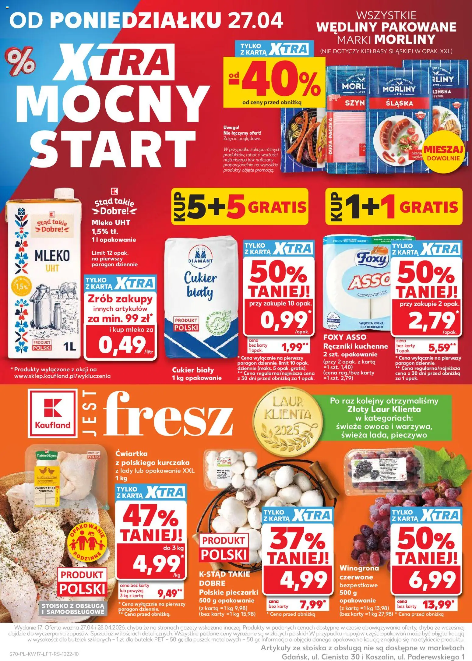 Kaufland gazetka od 23.04.2026 | Strona: 70 | Produkty: Karta, Cukier biały, Mleko, Owoce