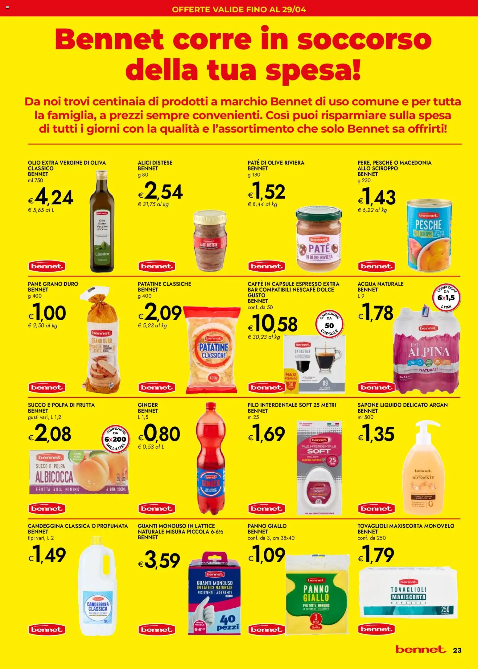 Volantino bennet del 02.04.2026 | Pagina: 23 | Prodotti: Frutta, Guanti, Macedonia, Alici