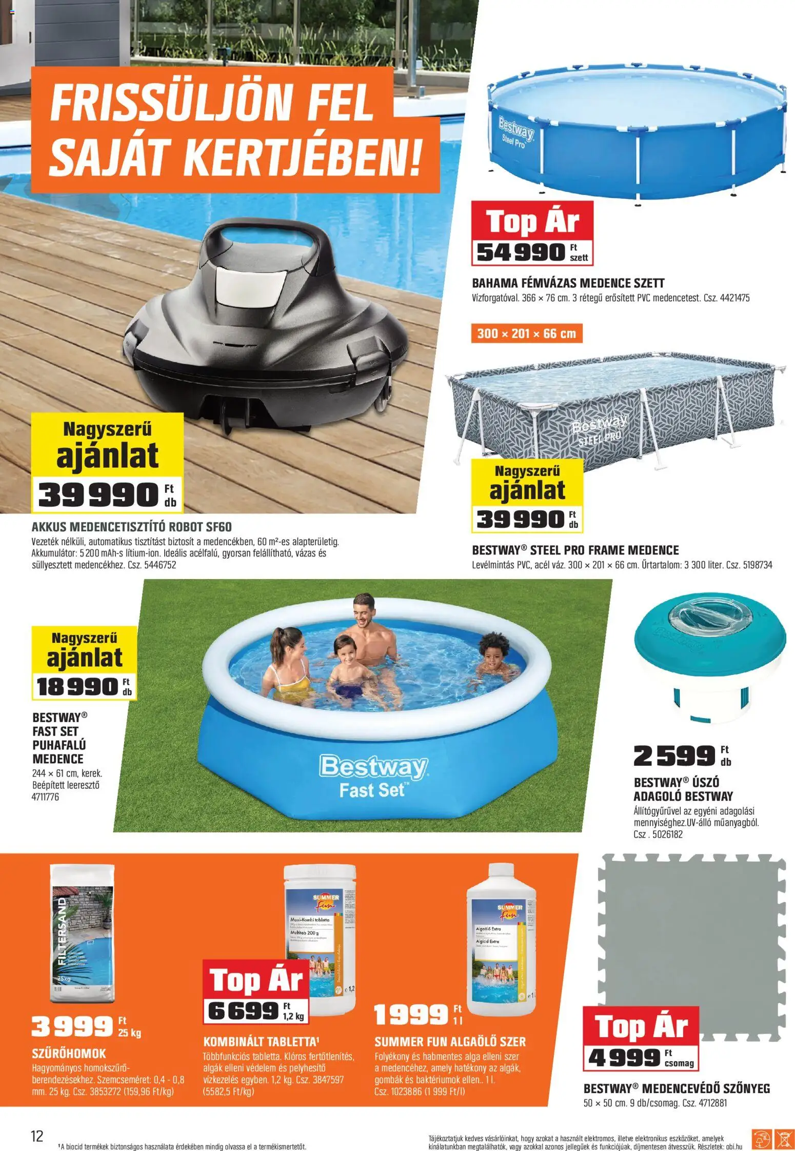 OBI akciós ujság - amely érvényes a következő dátumtól: 28.04.2026 | Oldal: 12 | Termékek: Robot, Akkumulátor, Szőnyeg, Medence