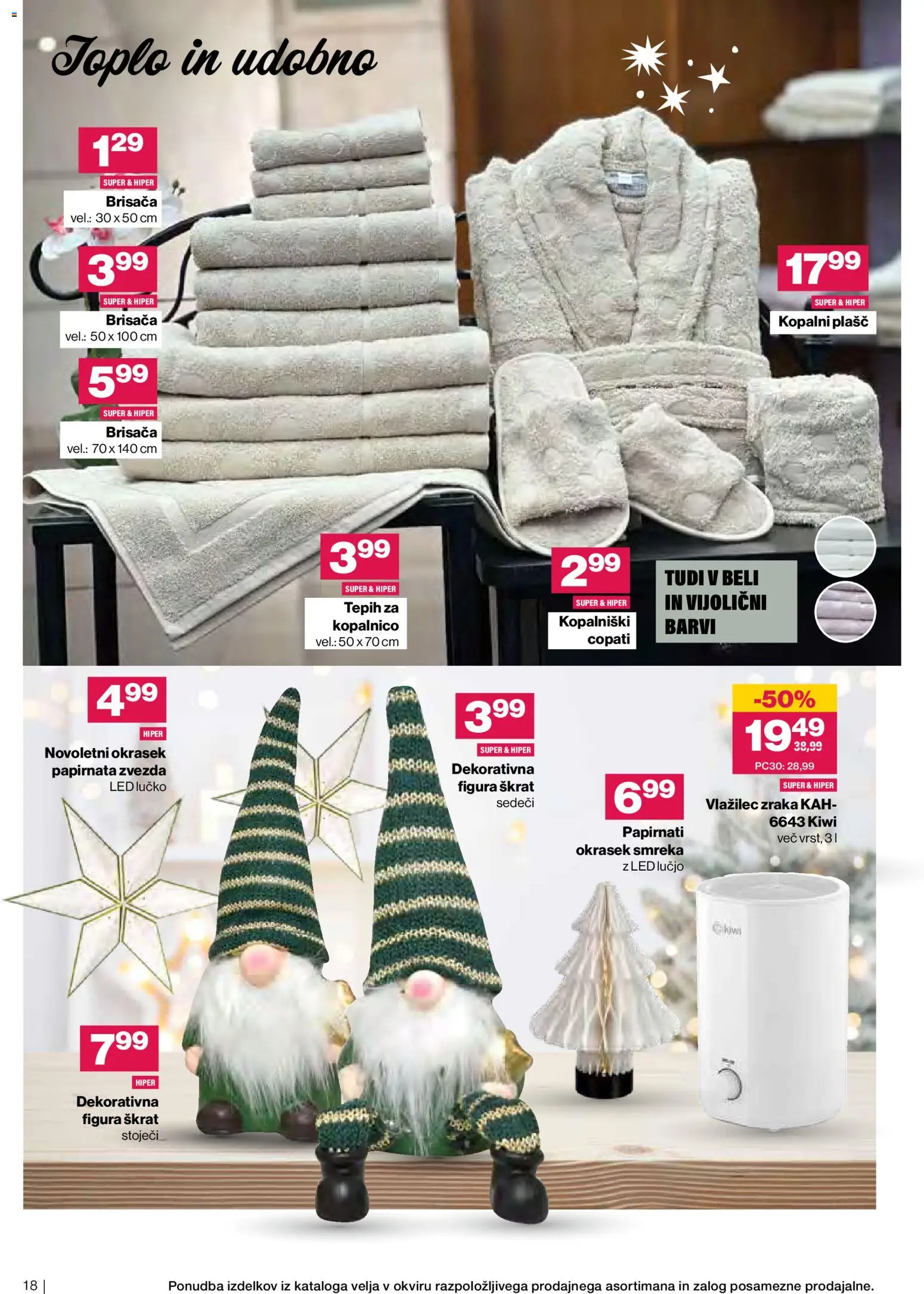 Novi Mercator katalog ponudbe – veljaven od 05.11.2025 | Stran: 18 | Izdelki: Brisača, Plasc, Kopalni plasc, Copati