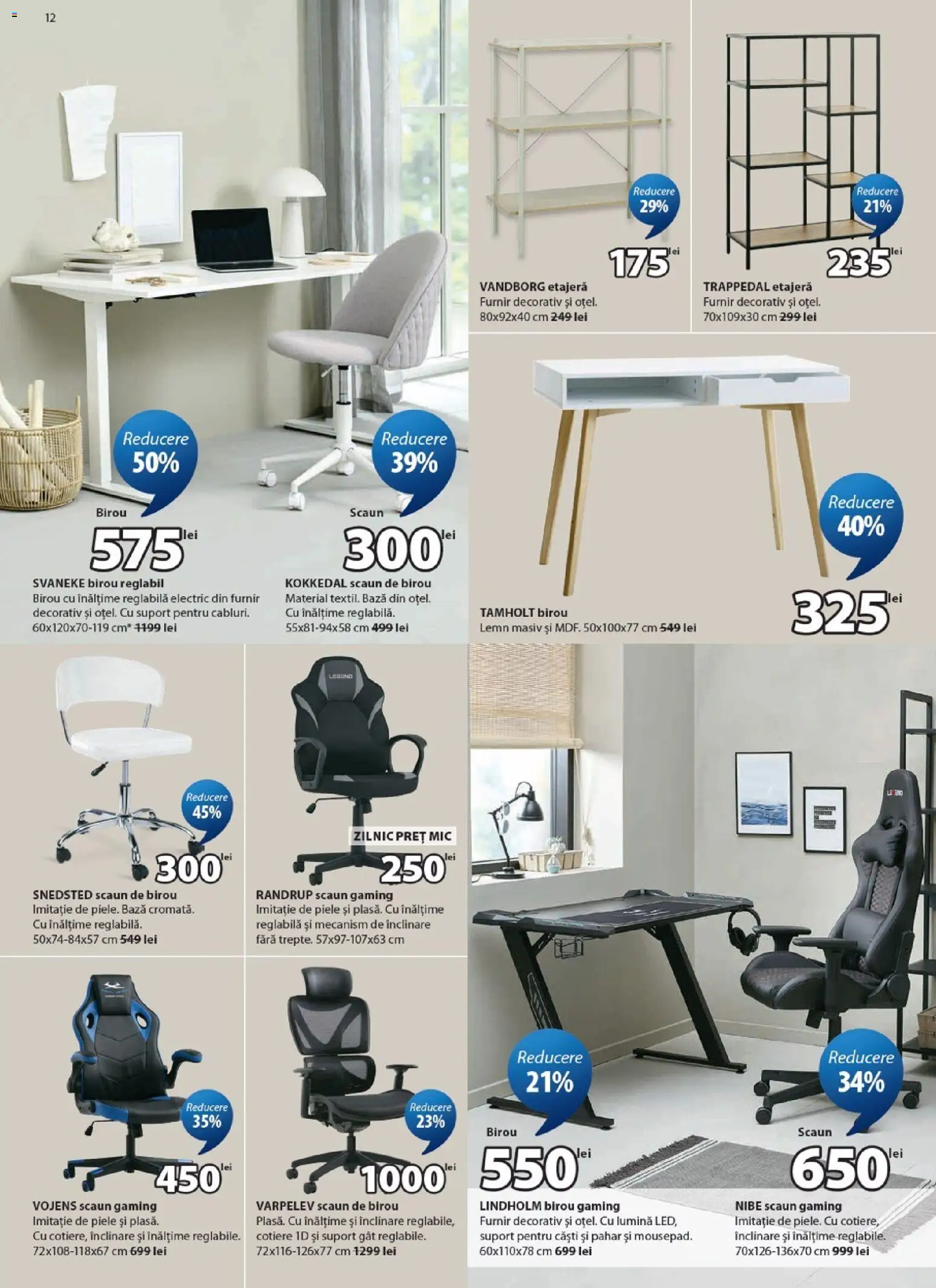 Noul catalog JYSK – valabil de la 24.04.2026 | Pagină: 12 | Produse: Tavuk suyu, Çikolatalı gofret, Etajeră, Scaun de birou