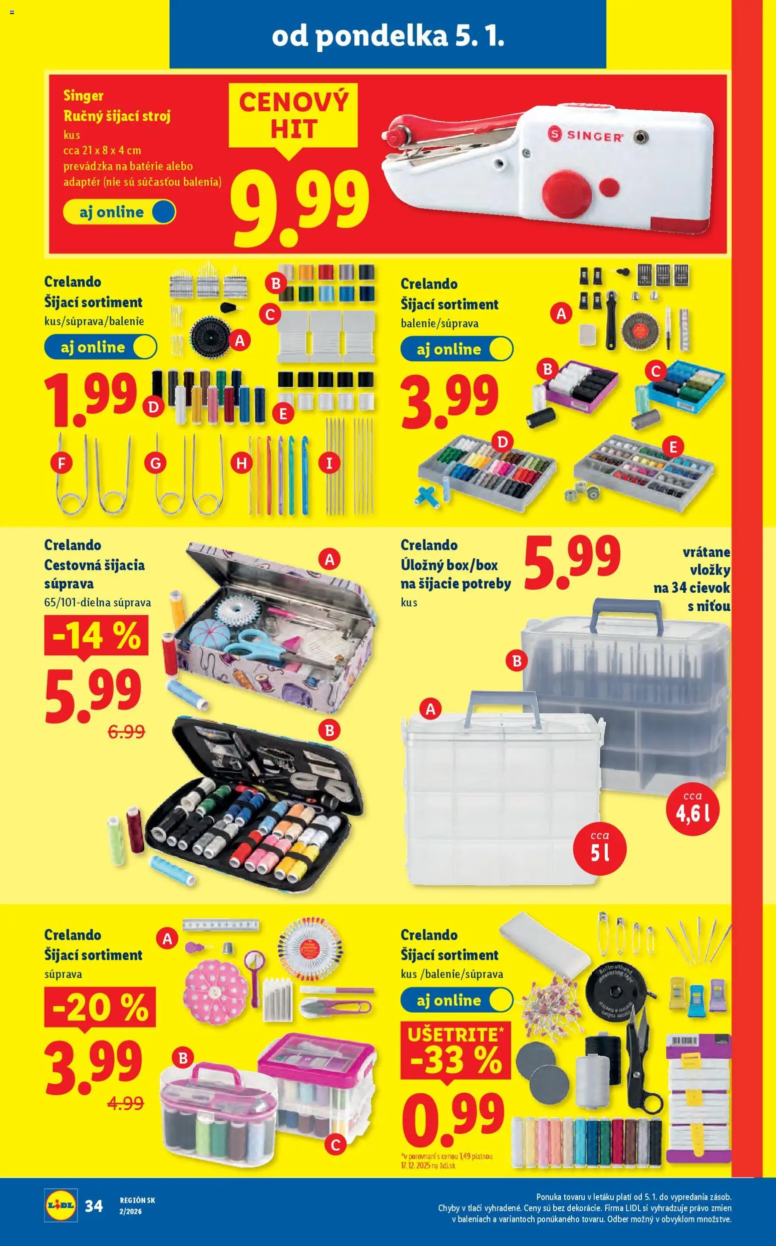 Nové Lidl akcie – leták je platný od 05.01.2026 | Strana: 41 | Produkty: Šijací stroj, Adaptér