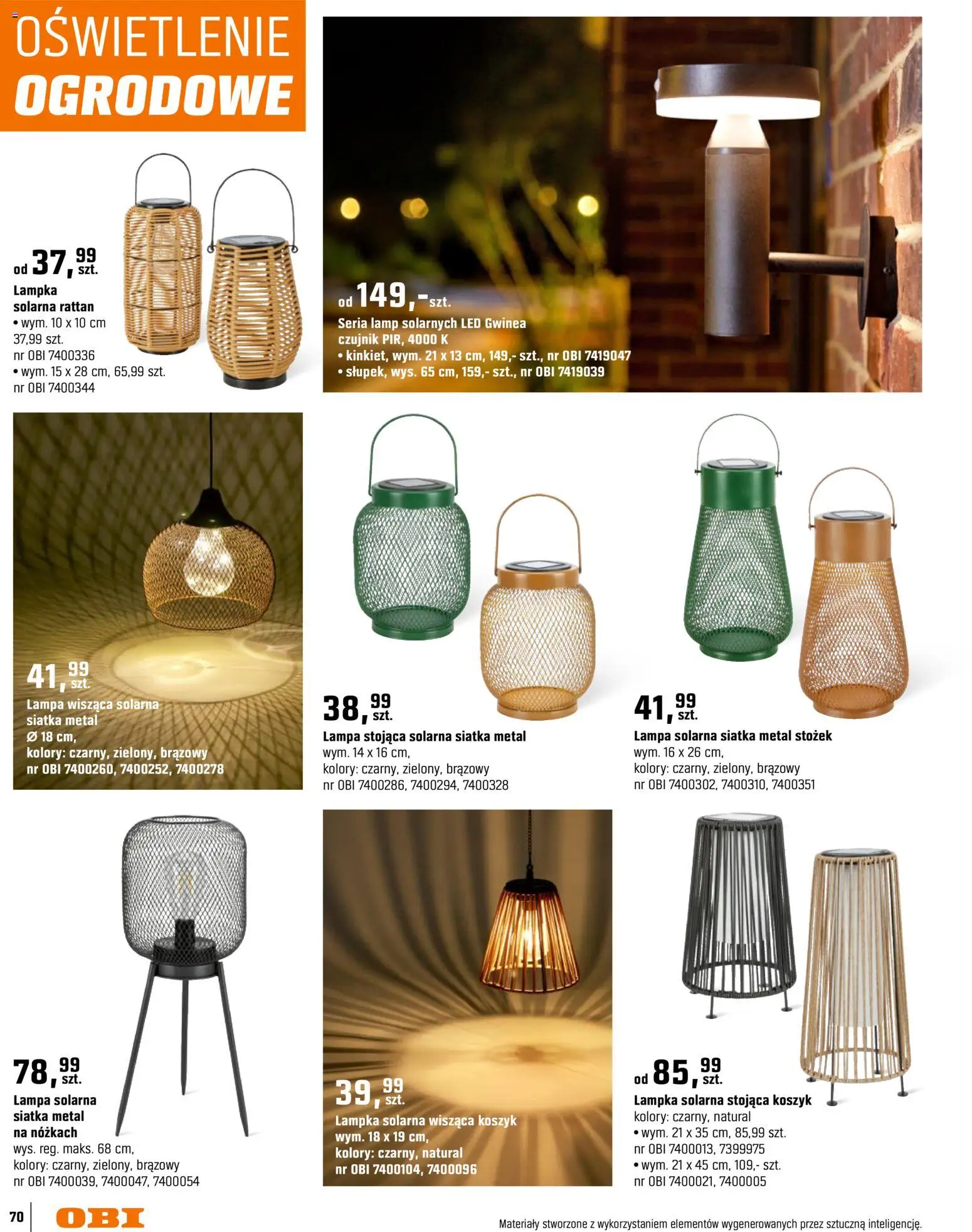 OBI gazetka - Ogród od 11.03.2026 | Strona: 70 | Produkty: Lampa solarna, Siatka, Lampa