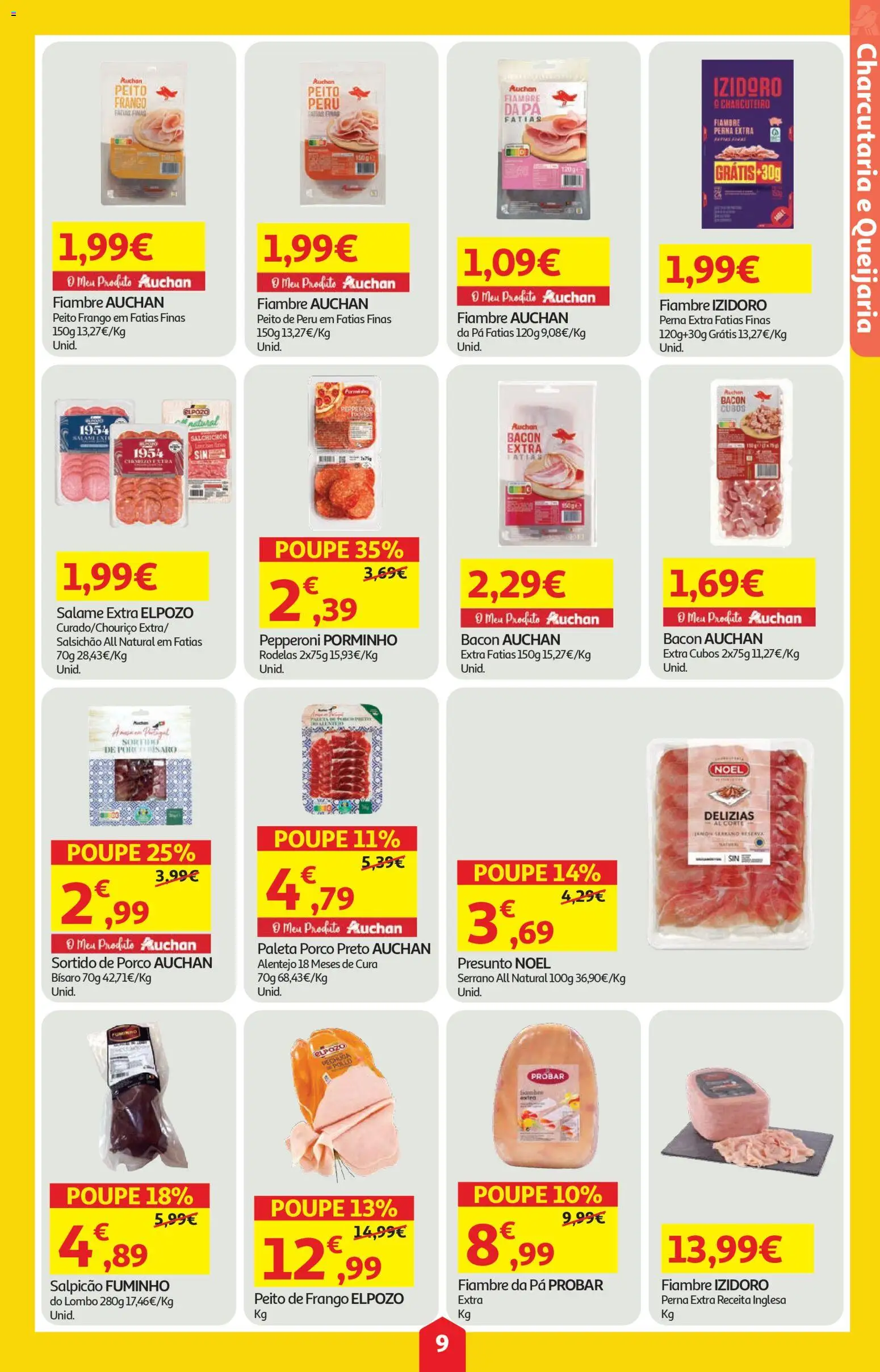 Auchan folheto │ válido de 23.04.2026 | Página: 9 | Produtos: Peito de peru, Peru, Salpicão, Lombo