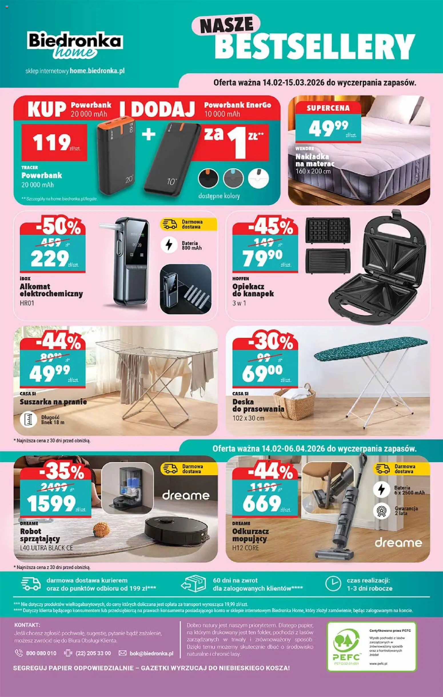 Biedronka gazetka - Hity i inspiracje od 14.02.2026 | Strona: 44 | Produkty: Suszarka na pranie, Odkurzacz, Robot, Materac