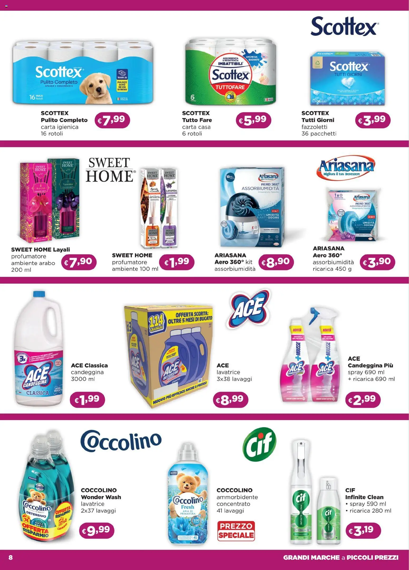 Volantino La Saponeria del 05.02.2026 | Pagina: 8 | Prodotti: Carta igienica, Ammorbidente, Candeggina, Fazzoletti