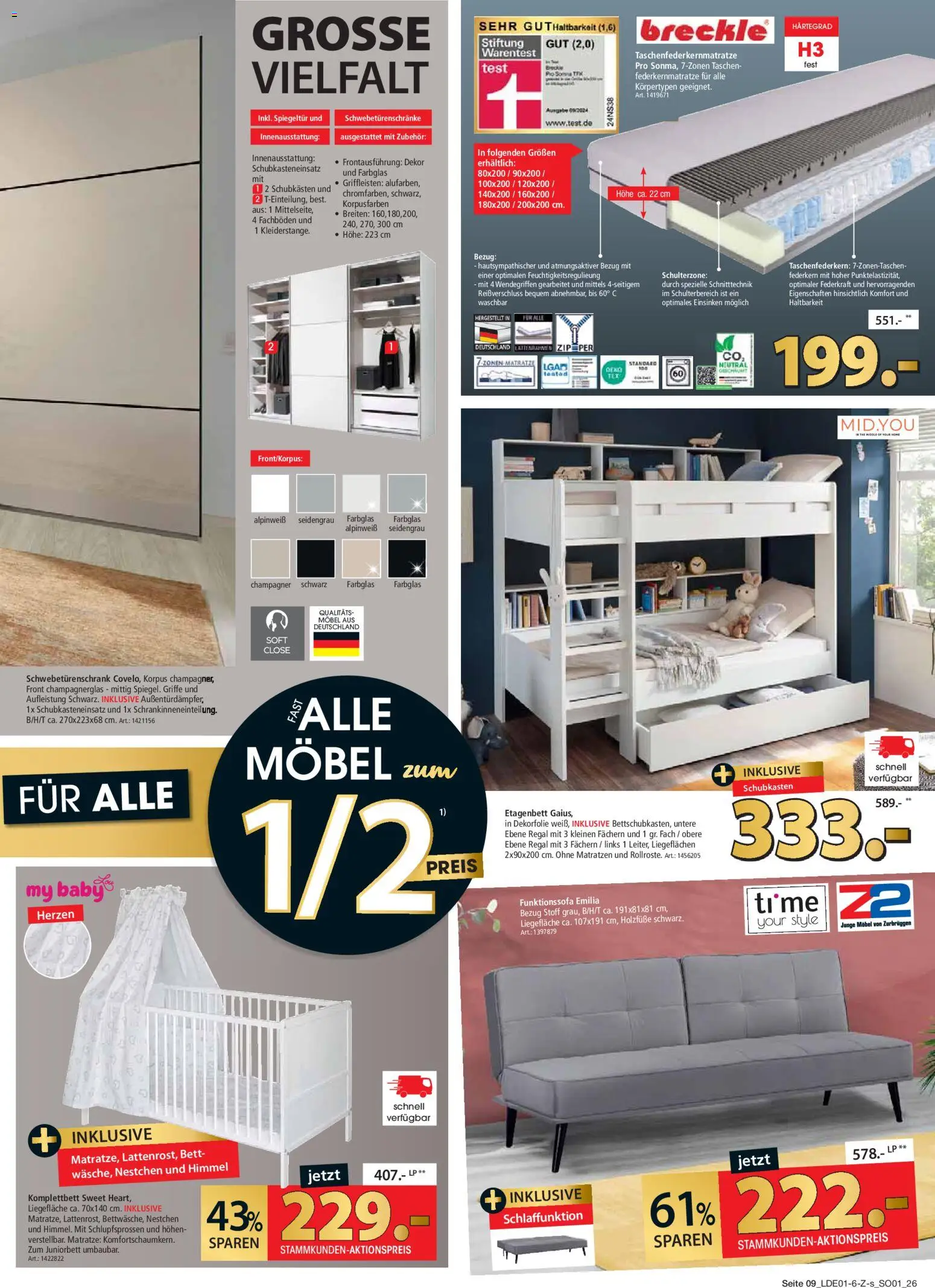 Zurbrüggen Personal-Rabatt für Alle – gültig ab 12.01.2026 | Seite: 9 | Produkte: Bett, Matratze, Schwebetürenschrank, Regal