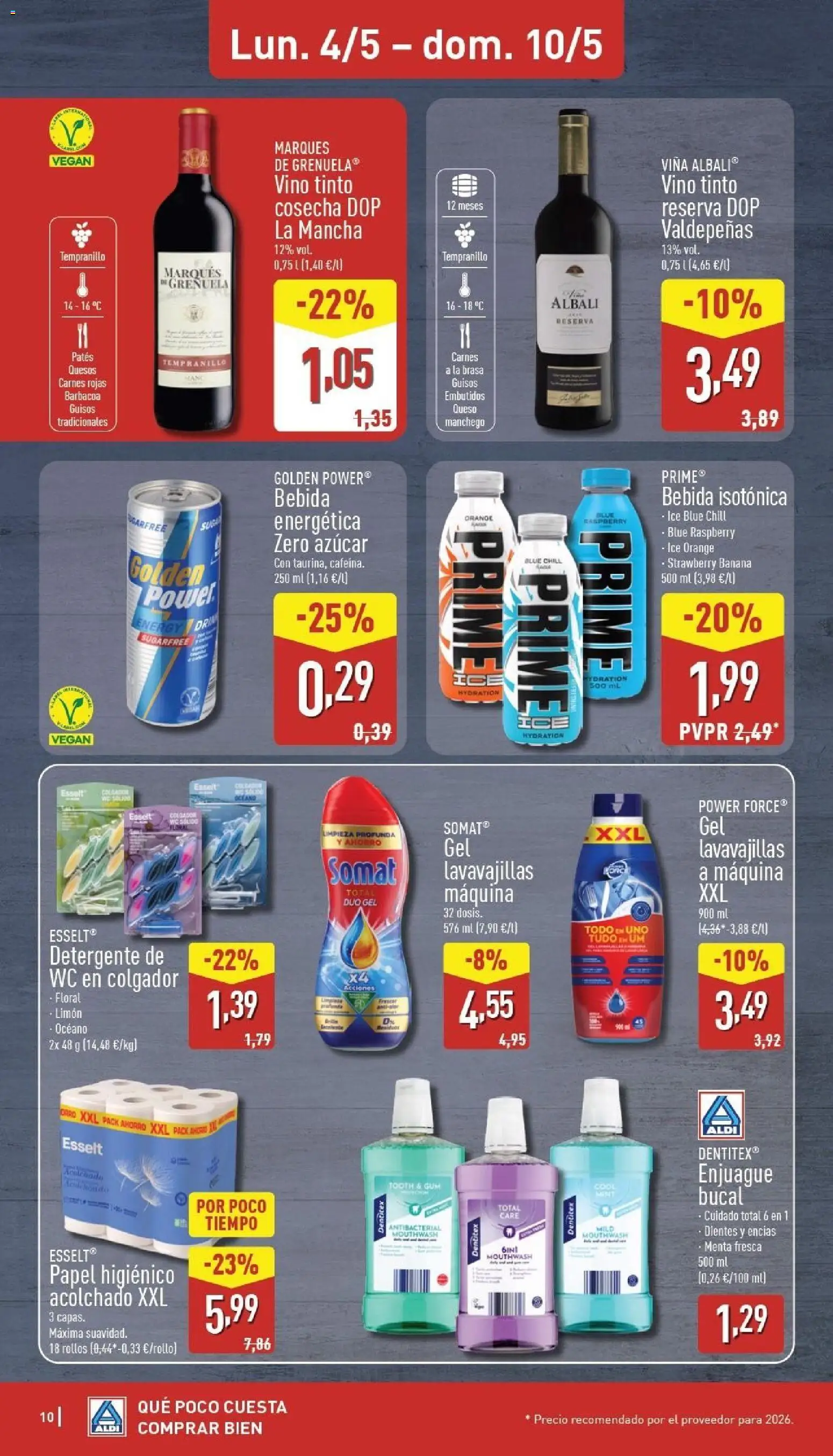 Aldi folleto Península │ válido desde el 04.05.2026 | Página: 10 | Productos: Enjuague bucal, Papel higienico, Νυχτικό, Lavavajillas