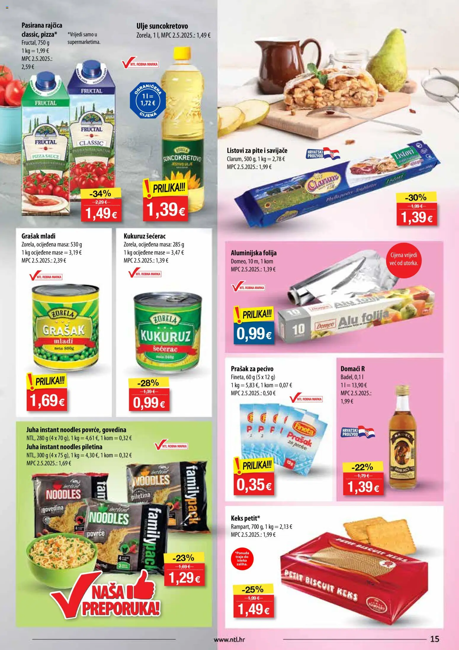 NTL katalog | vrijedi od 22.10.2025 | Stranica: 15 | Proizvodi: Pasirana rajčica, Ulje, Piletina, Juha