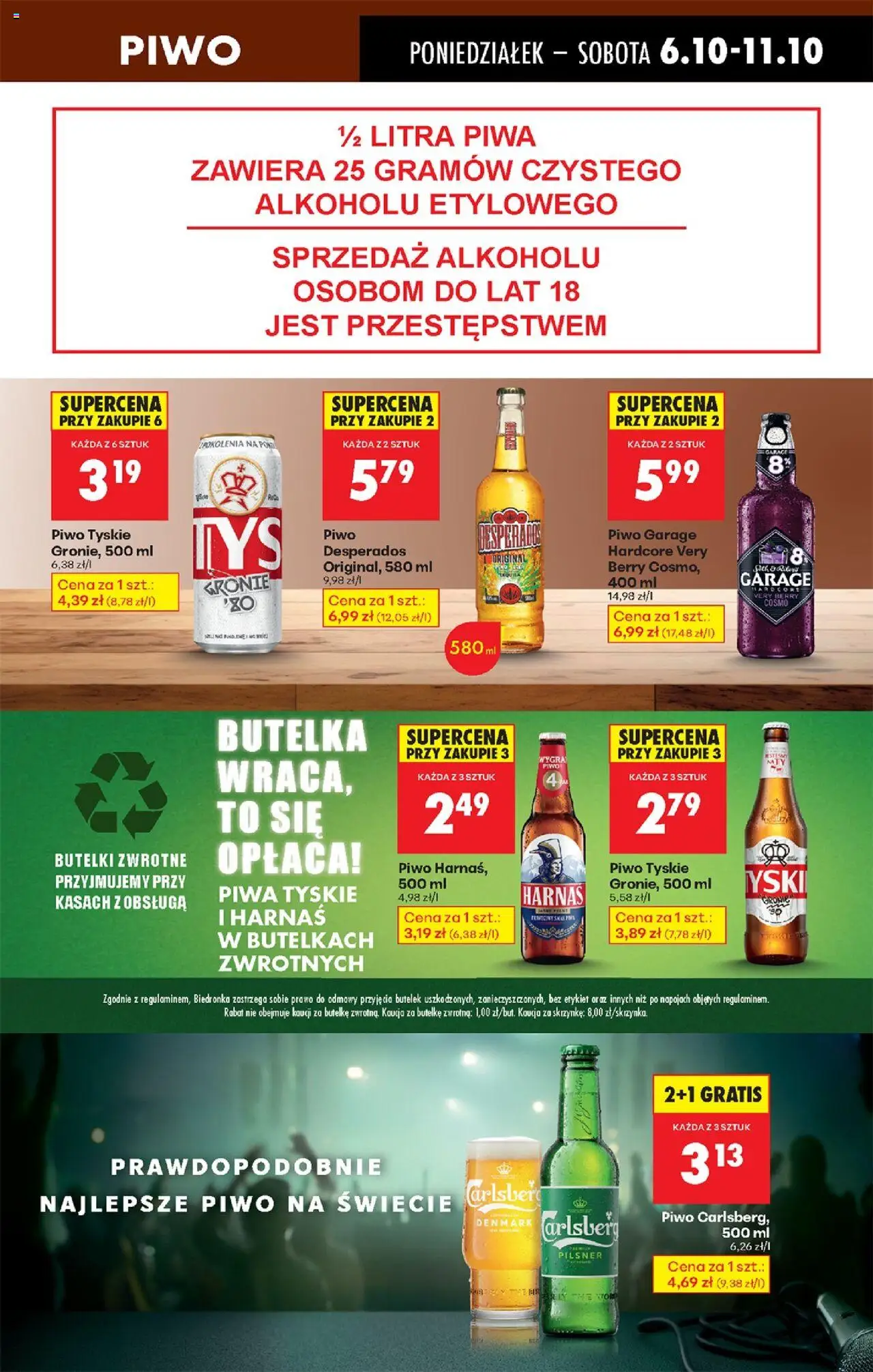 Biedronka gazetka od 06.10.2025 | Strona: 65 | Produkty: Por, Piwo Desperados, Tyskie, Harnaś