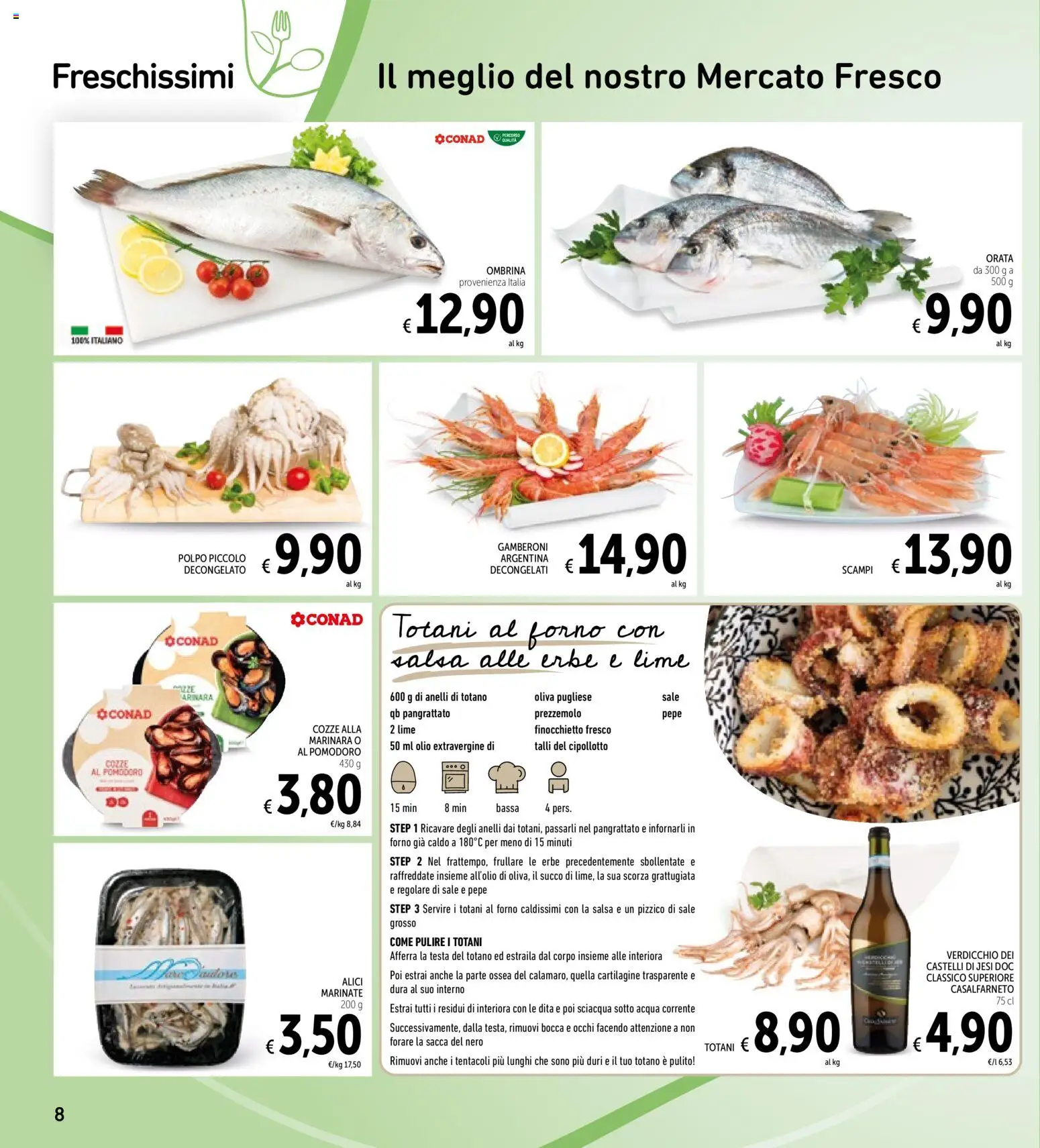Volantino Spazio Conad del 17.04.2026 | Pagina: 8 | Prodotti: Cozze, Salsa, Pomodoro, Totano