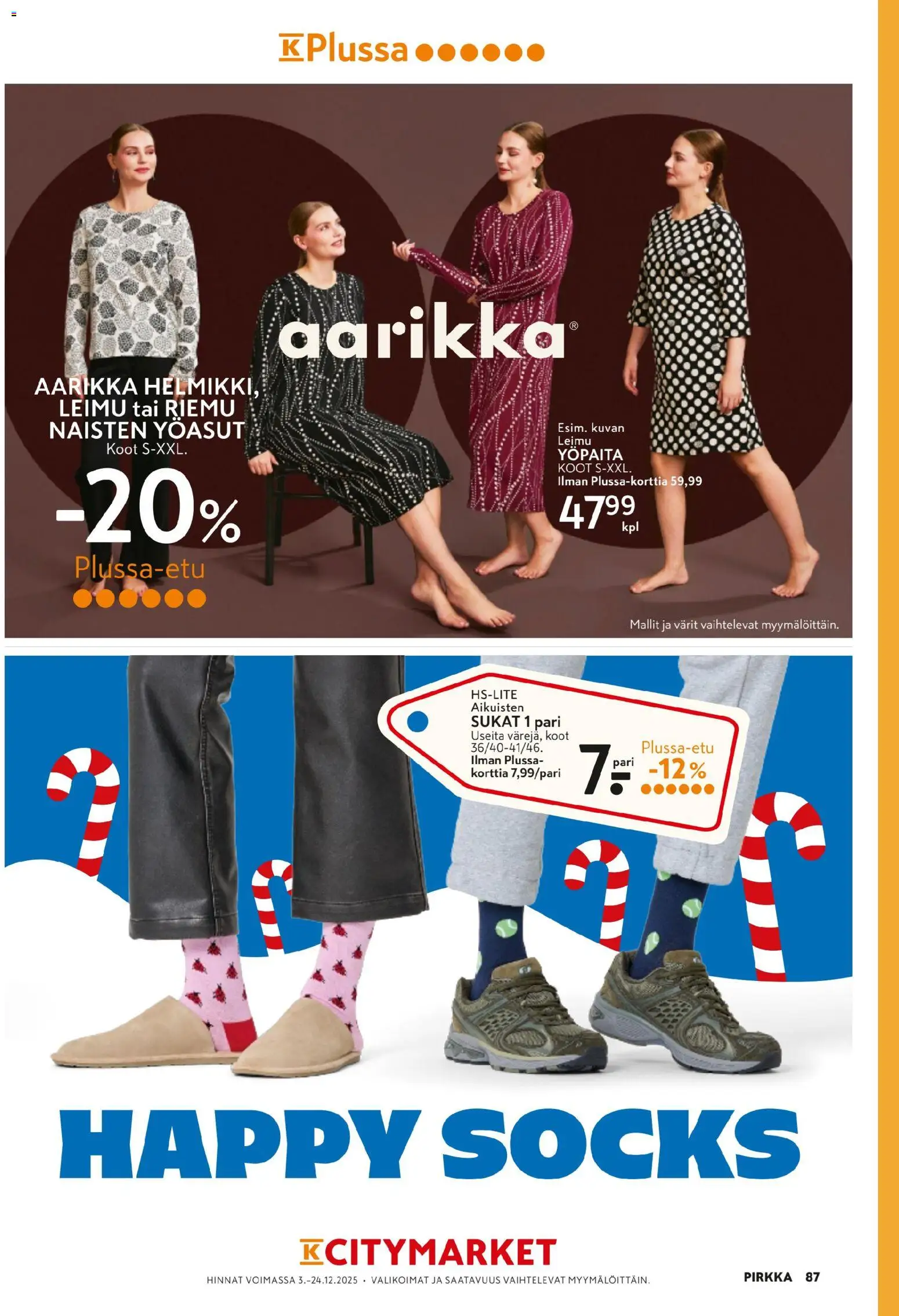 K-Supermarket - Pirkka – voimassa 03.12.2025 alkaen | Sivu: 87 | Tuotteet: Sukat