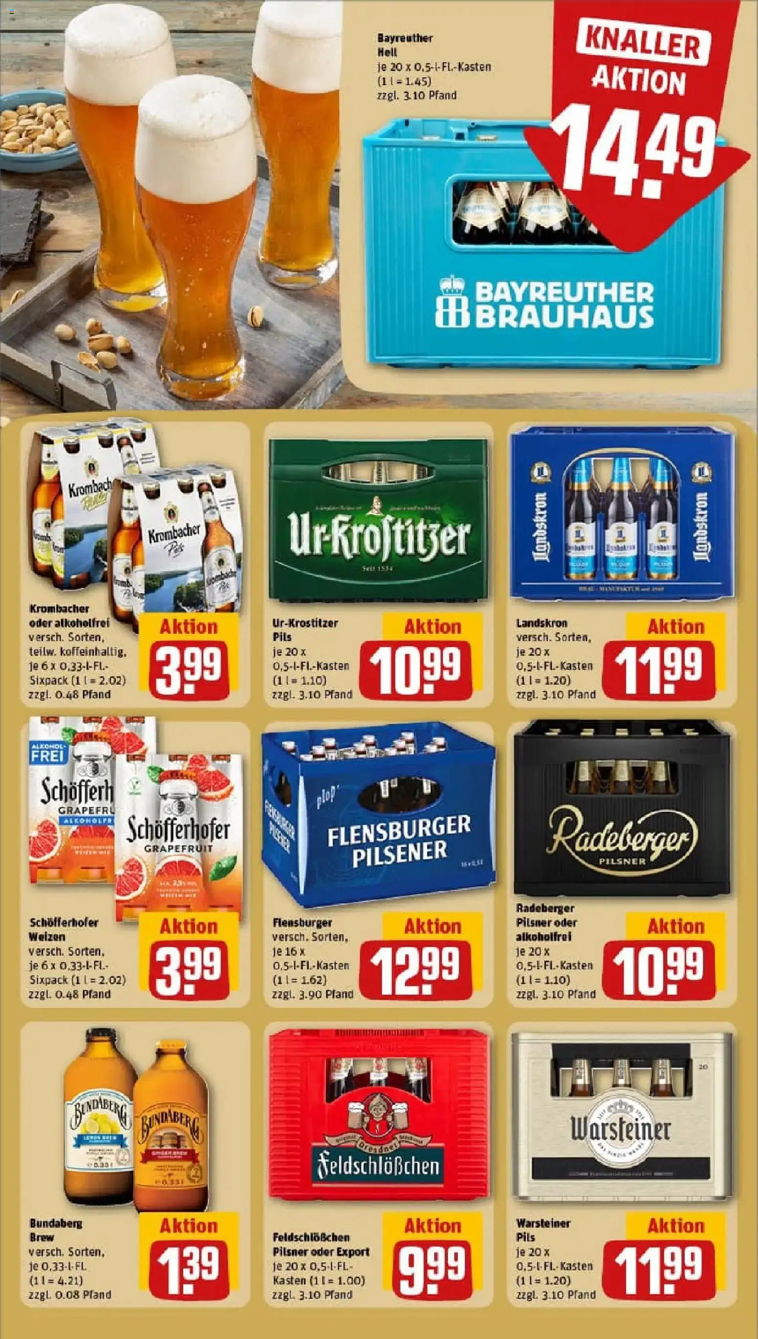 Rewe prospekt Schönebeck (Elbe)	 – gültig ab 26.01.2026 | Seite: 19 | Produkte: Bayreuther hell, Flensburger, Warsteiner, Radeberger pilsner