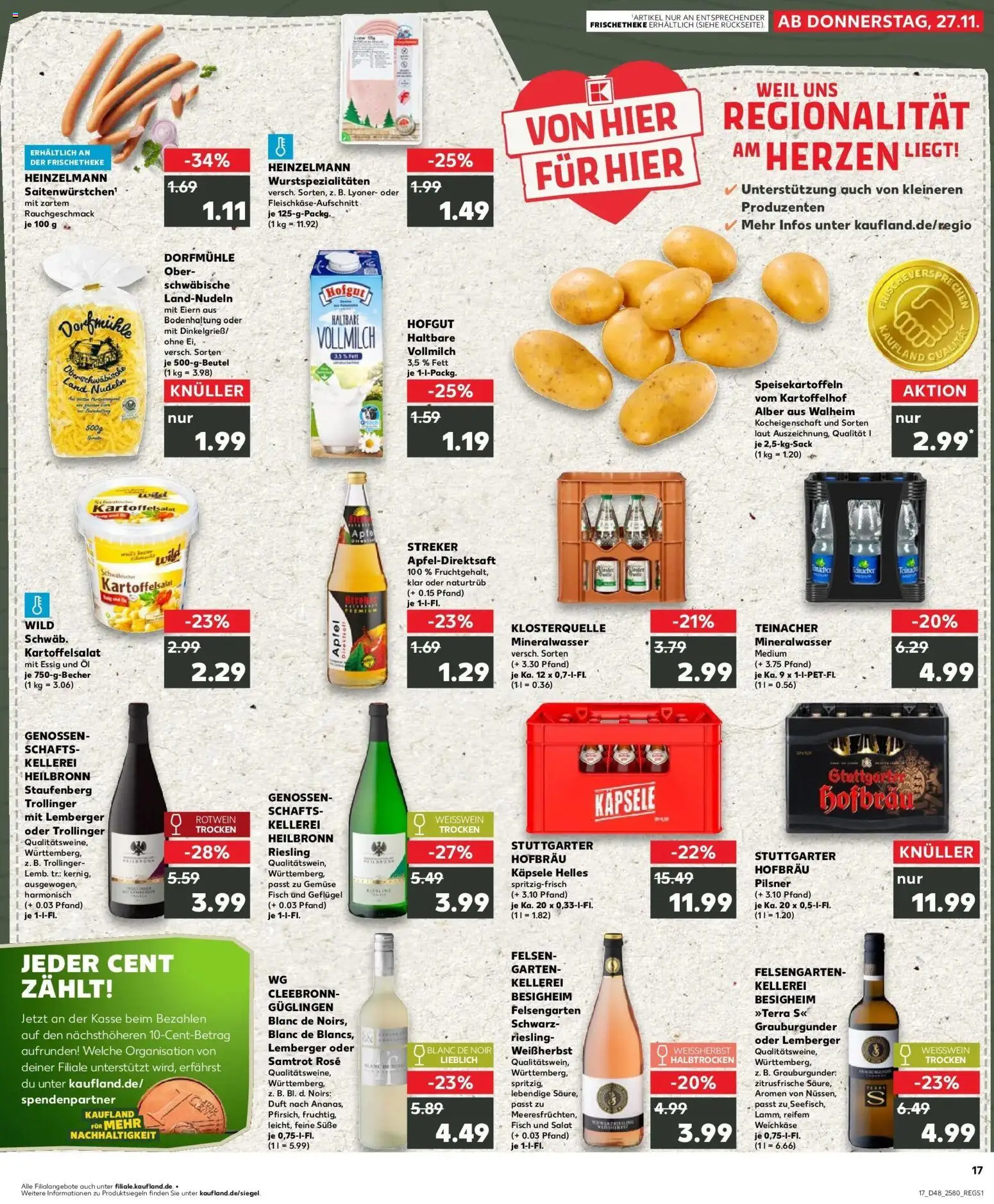 Kaufland prospekt Ludwigsburg	 – gültig ab 30.11.2025 | Seite: 17 | Produkte: Öl, Weißwein, Mineralwasser, Gemüse
