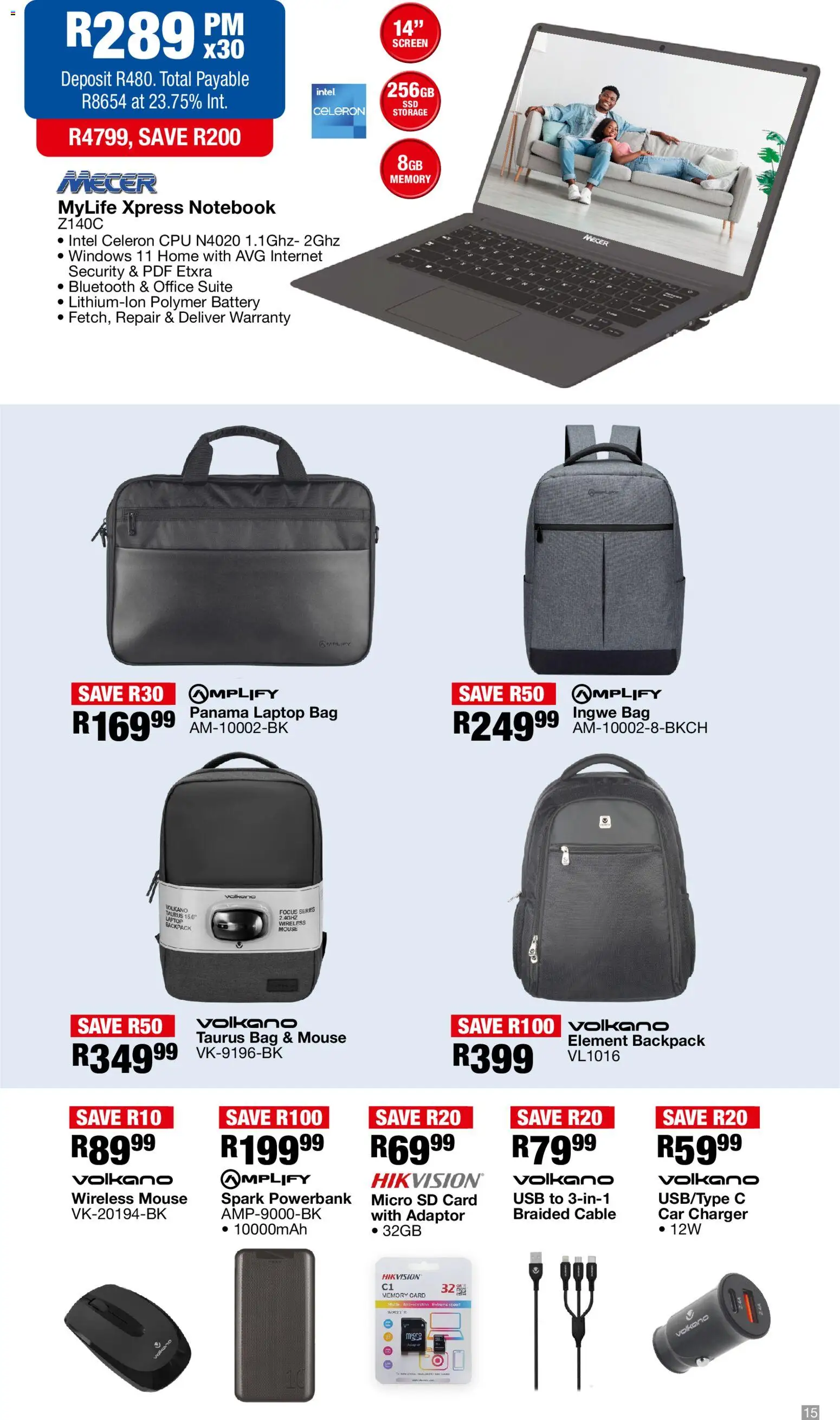 New OK Furniture catalogue – valid from 02.03.2026 | Page: 15 | Products: Bag, USB, Laptop, Battery