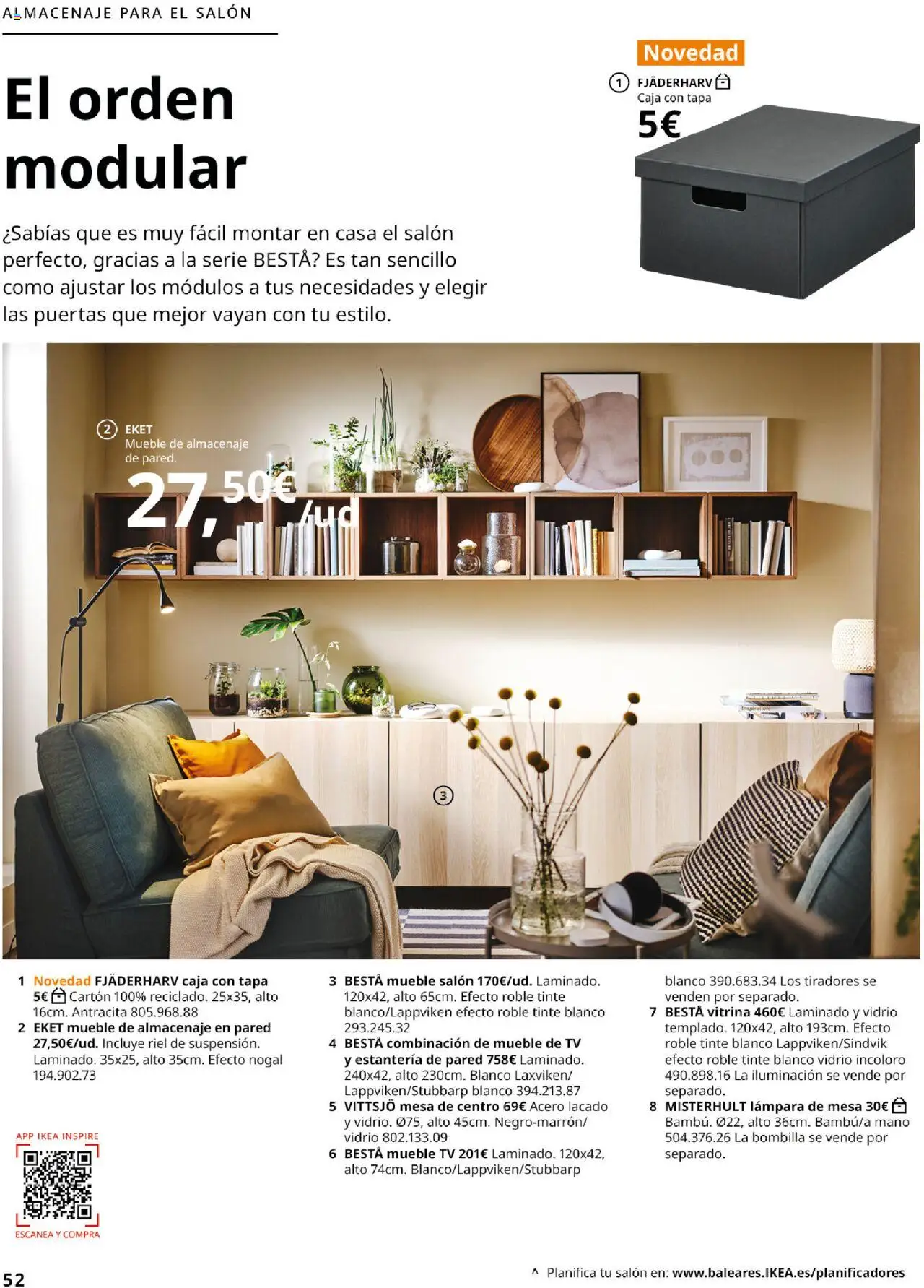 Catálogo IKEA Salones │ válido desde el 01.09.2025 | Página: 52 | Productos: Galette de chaise, Mesa, Caja, Lámpara