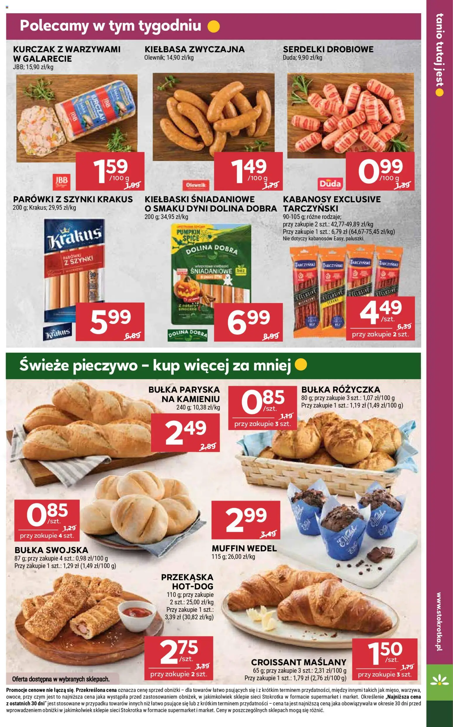 Stokrotka Gazetka od 23.10.2025 | Strona: 13 | Produkty: Kurczak, Parówki z szynki, Kabanosy, Bułka