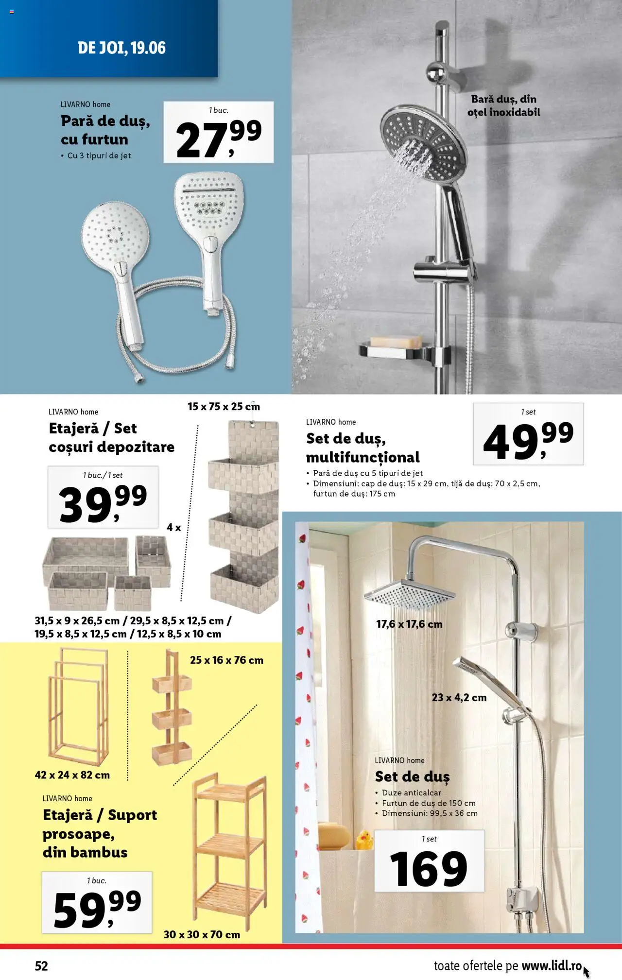 Catalog Lidl – valabil de la 16.06.2025 | Pagină: 52 | Produse: Pară, Coșuri depozitare, Duș, Etajeră