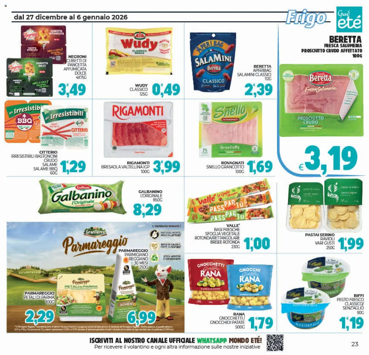 Volantino Eté del 27.12.2025 | Pagina: 23 | Prodotti: Bresaola, Pancetta, Parmigiano reggiano, Gnocchetti