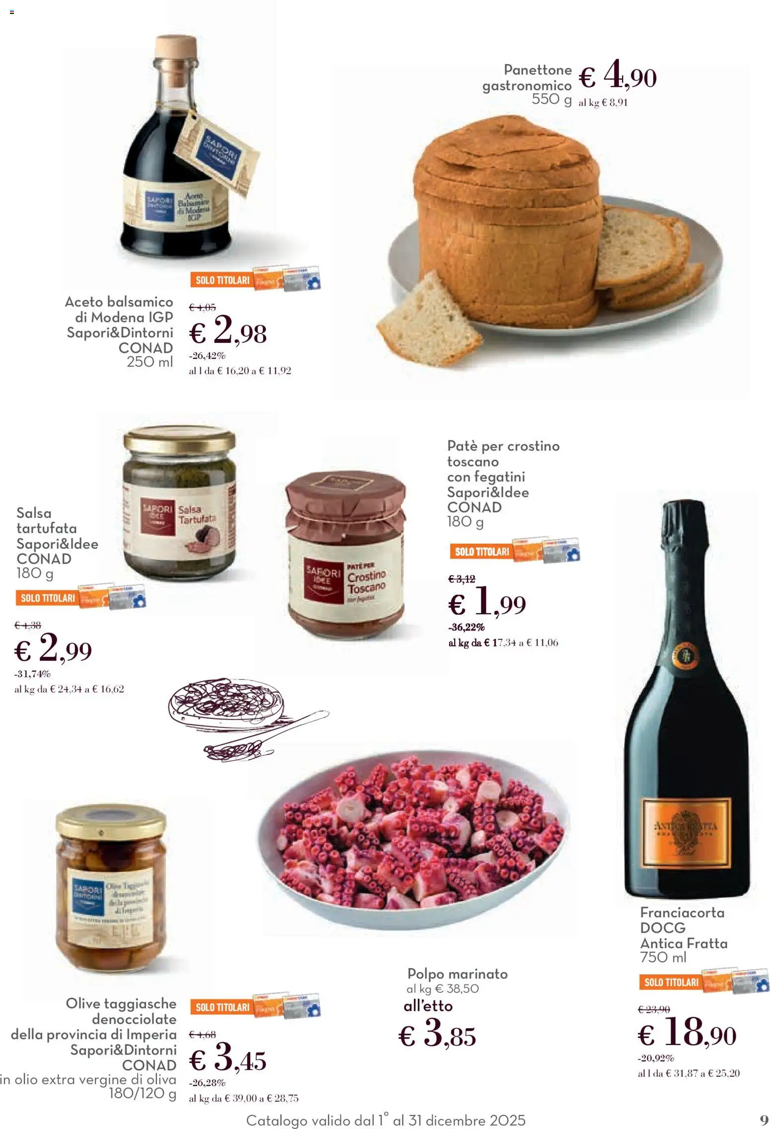 Volantino Conad del 01.12.2025 | Pagina: 9 | Prodotti: Paté, Salsa, Aceto, Olio extra vergine