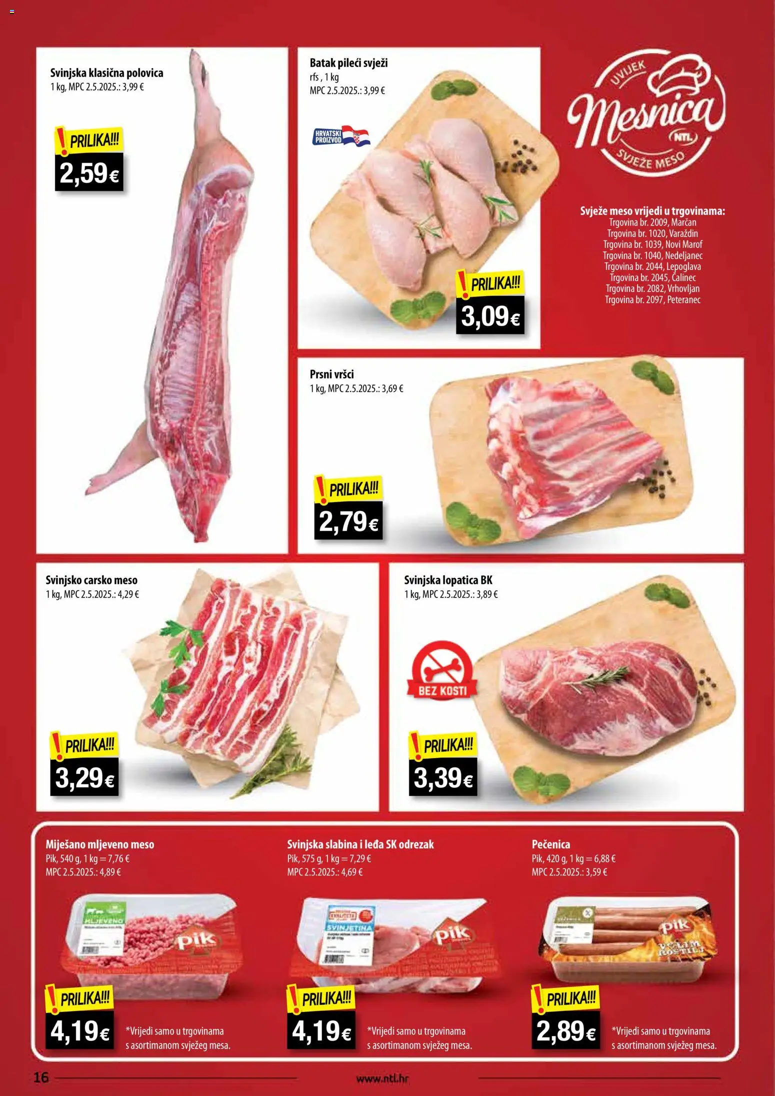 NTL katalog | vrijedi od 03.12.2025 | Stranica: 16 | Proizvodi: Carsko meso, Svinjska lopatica, Meso, Mljeveno meso