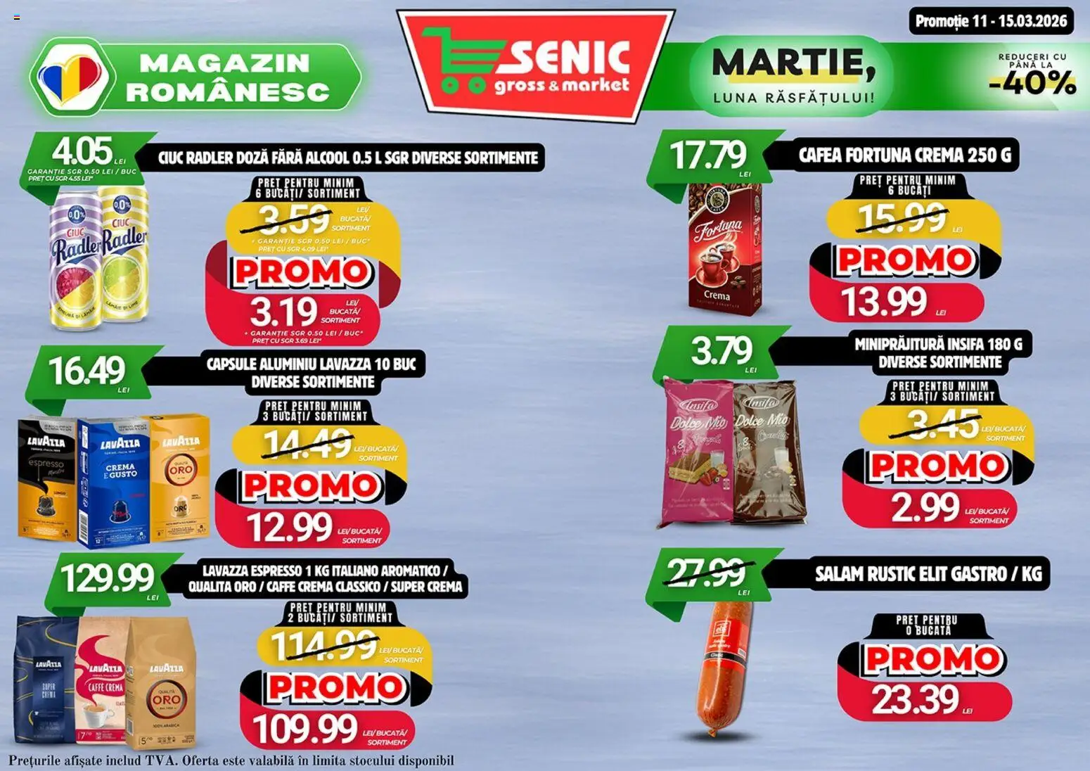 Noul catalog Senic – valabil de la 09.03.2026 | Pagină: 6 | Produse: Cremă, Cafea, Salam